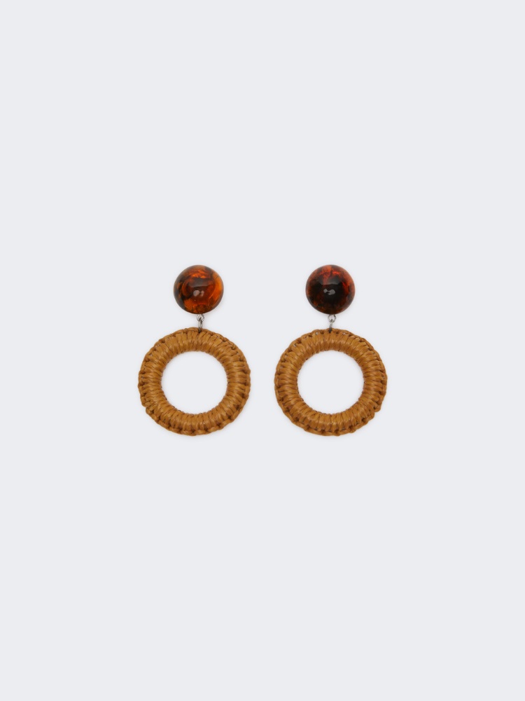 Raffia and resin earrings - CARAMEL - Weekend