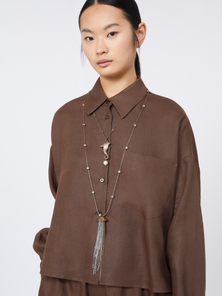 "Abissi" metallic necklace with rhinestones - GOLD - Weekend - 2