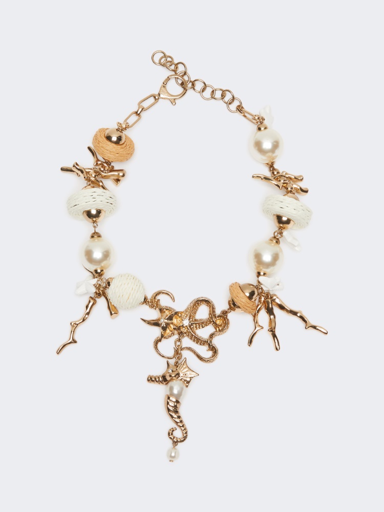 "Abissi" metal and raffia choker necklace - GOLD - Weekend