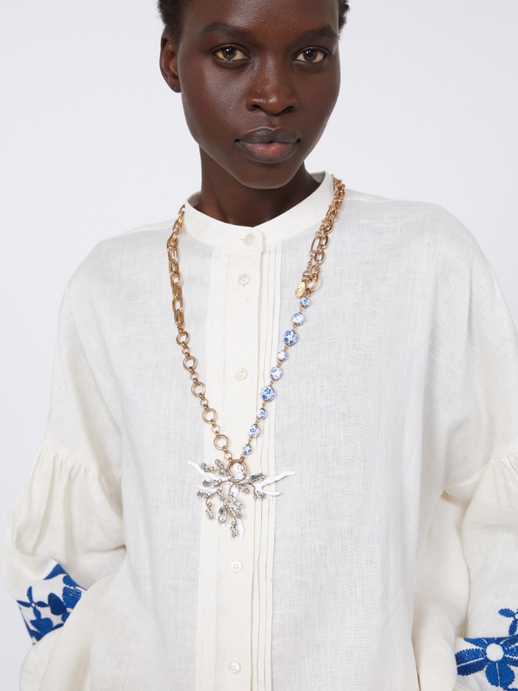 Metallic and ceramic chain necklace - GOLD - Weekend - 5