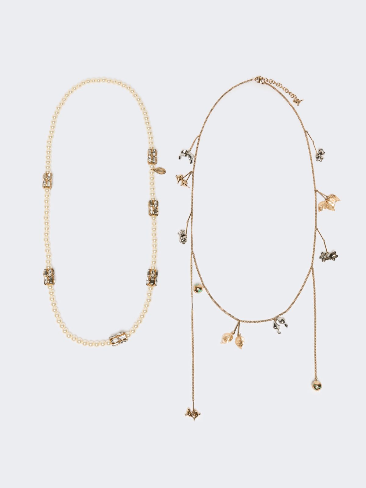 Set of metal and glass necklaces - EMERALD - Weekend