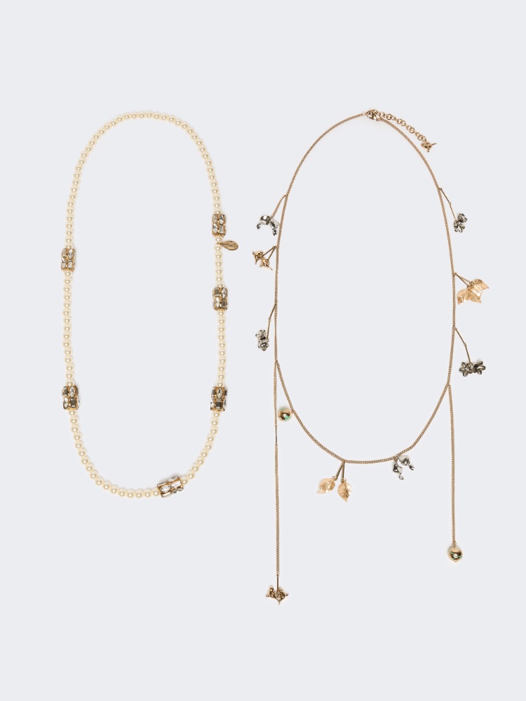 Set of metal and glass necklaces - EMERALD - Weekend - 2