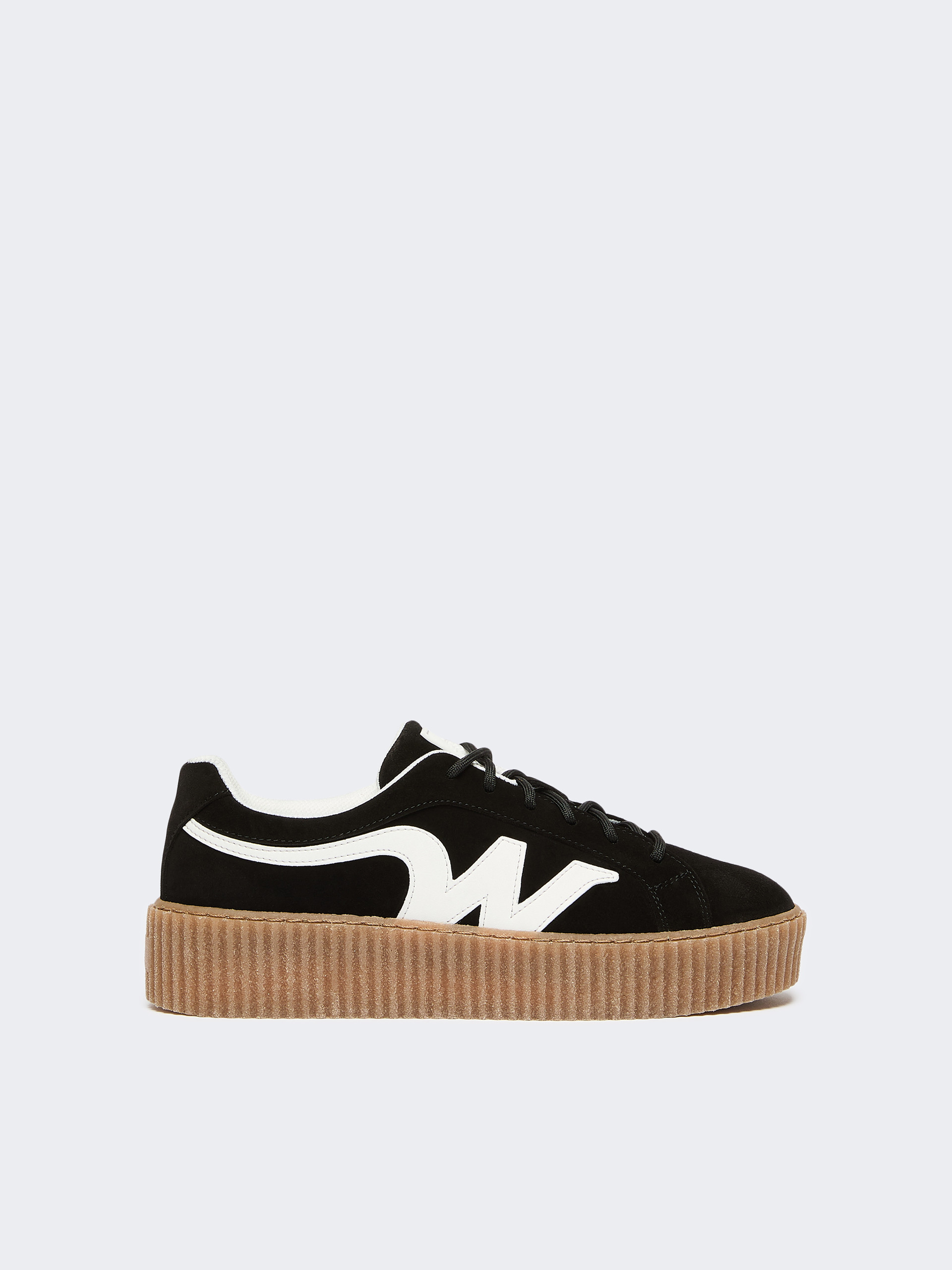 Split leather logo sneakers - BLACK - Weekend Max Mara
