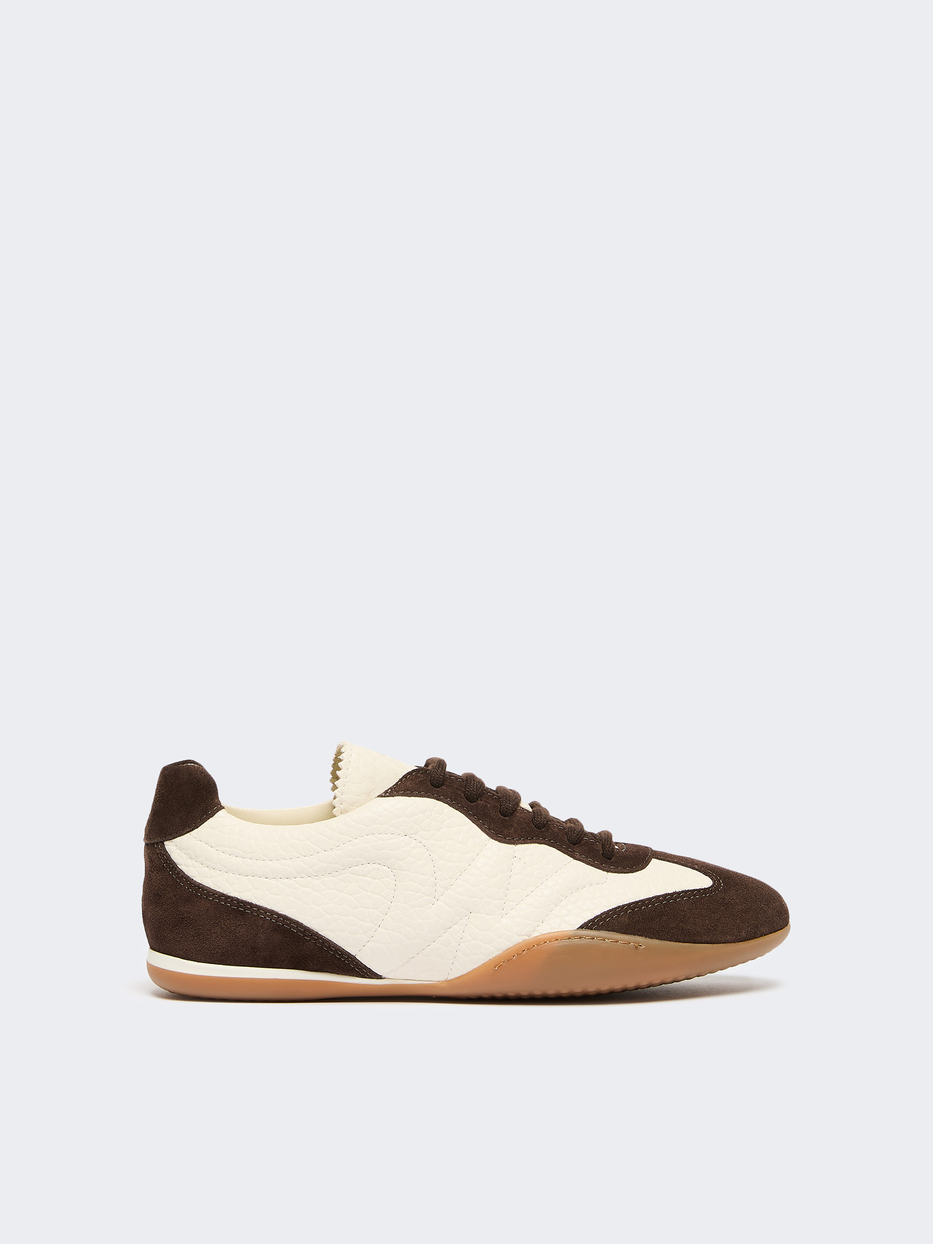 Grain leather flat sneakers - OPTICAL WHITE - Weekend Max Mara