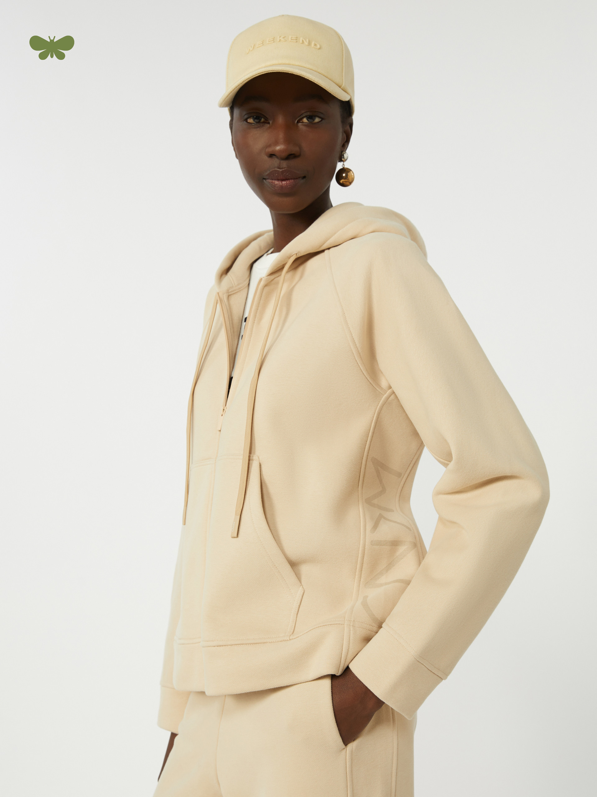Cotton zip-up sweatshirt - SAND - Weekend Max Mara - 4