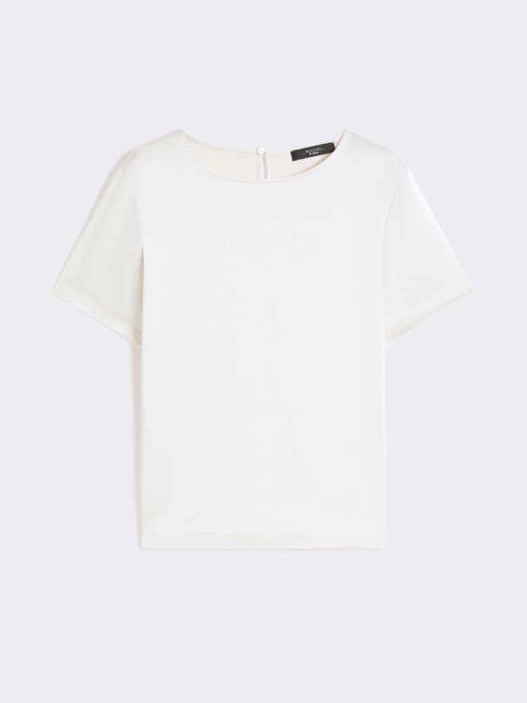 Satin and jersey T-shirt - ECRU - Weekend - 6
