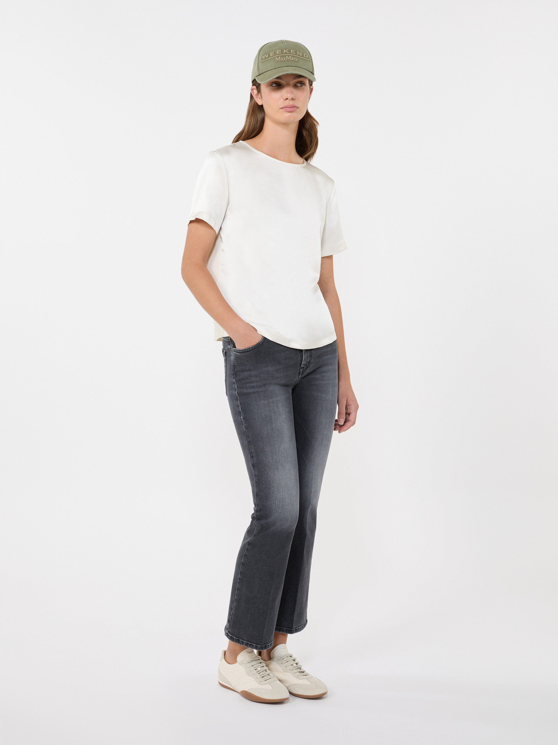 Satin and jersey T-shirt - ECRU - Weekend Max Mara
