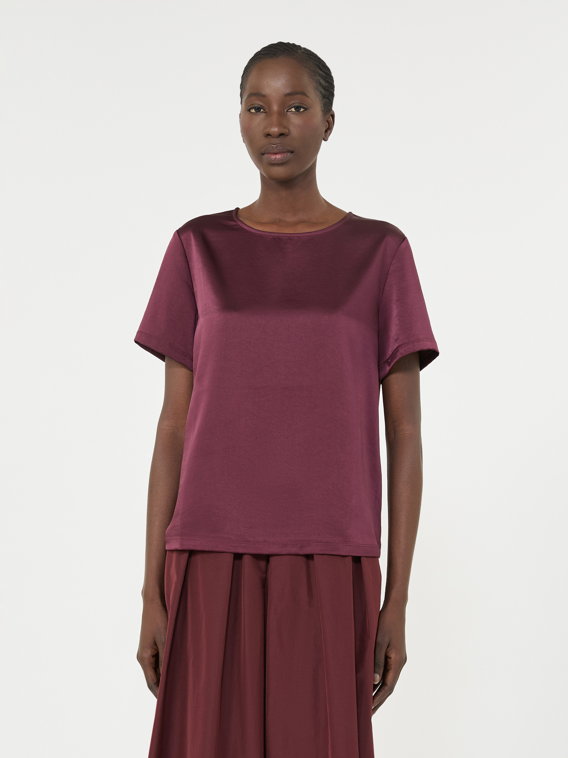 Satin and jersey T-shirt - BORDEAUX - Weekend Max Mara - 2