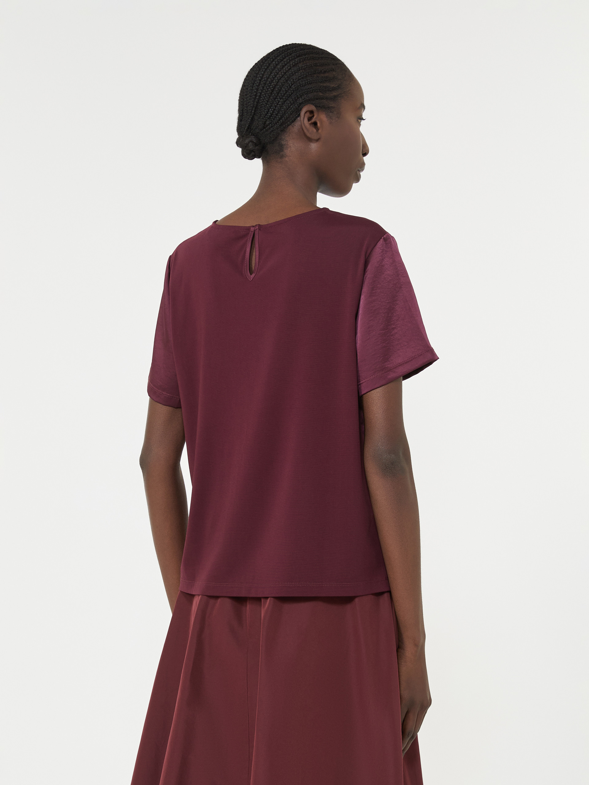 Satin and jersey T-shirt - BORDEAUX - Weekend Max Mara - 3