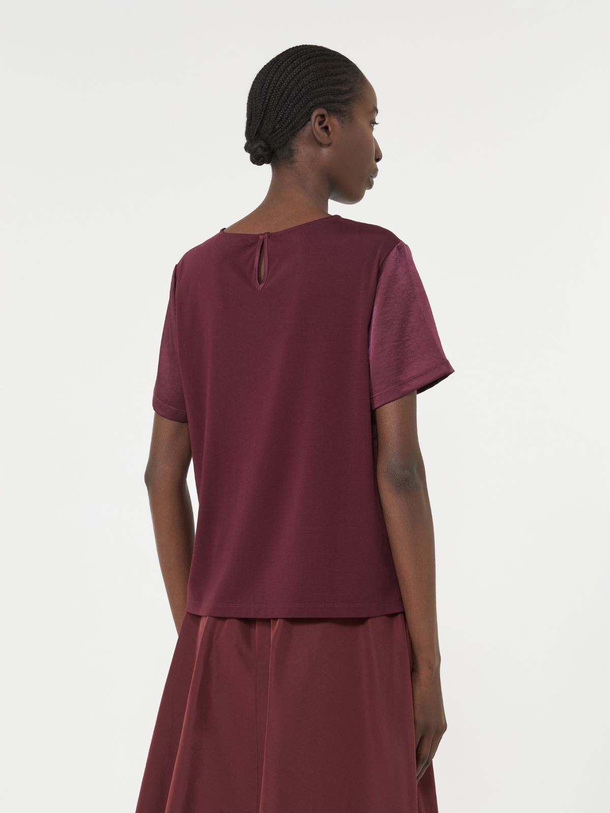 Satin and jersey T-shirt - BORDEAUX - Weekend - 3