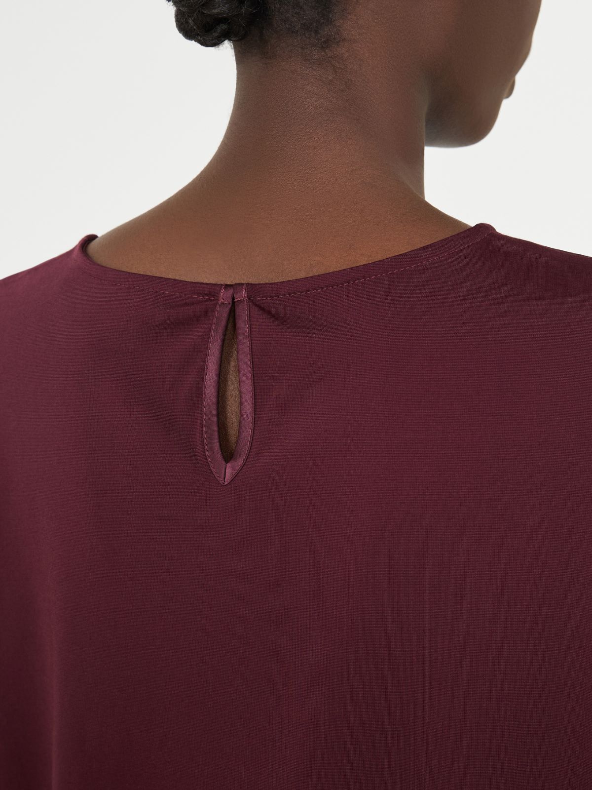Satin and jersey T-shirt - BORDEAUX - Weekend - 5