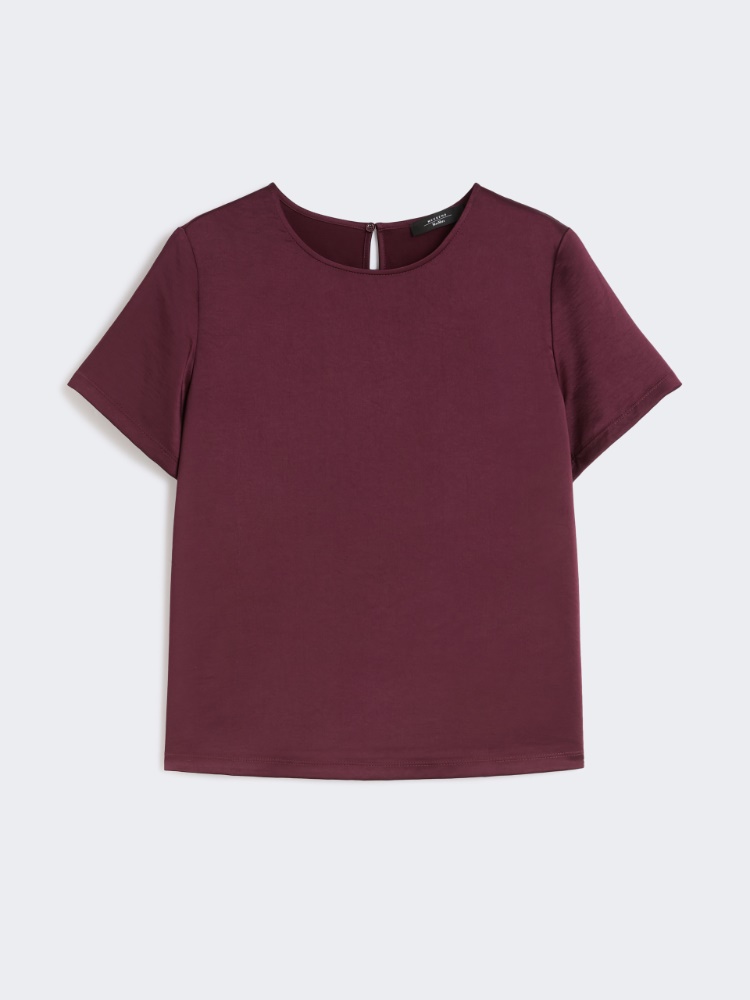 Satin and jersey T-shirt - BORDEAUX - Weekend - 7