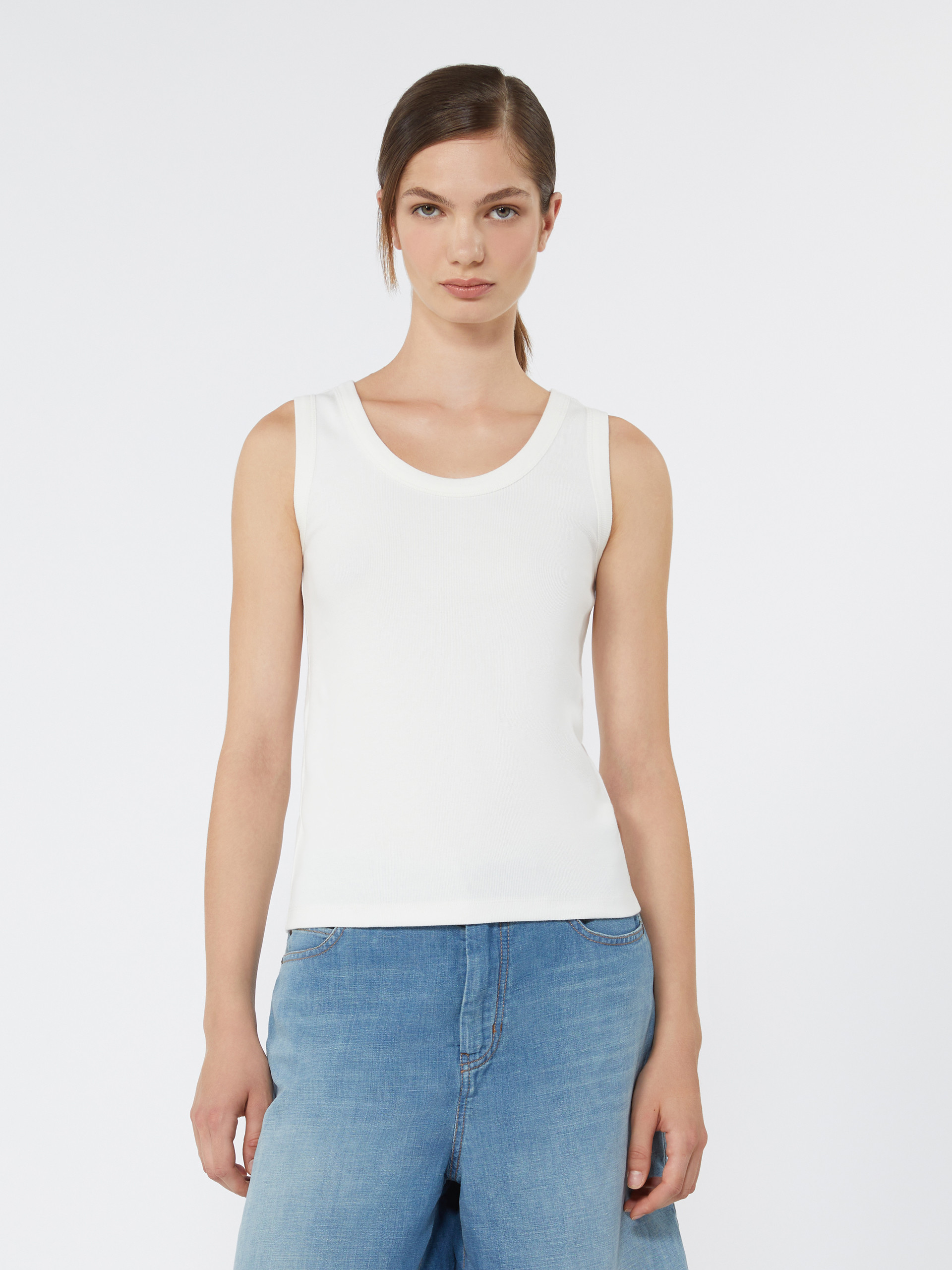 Stretch cotton top - WHITE - Weekend Max Mara - 2