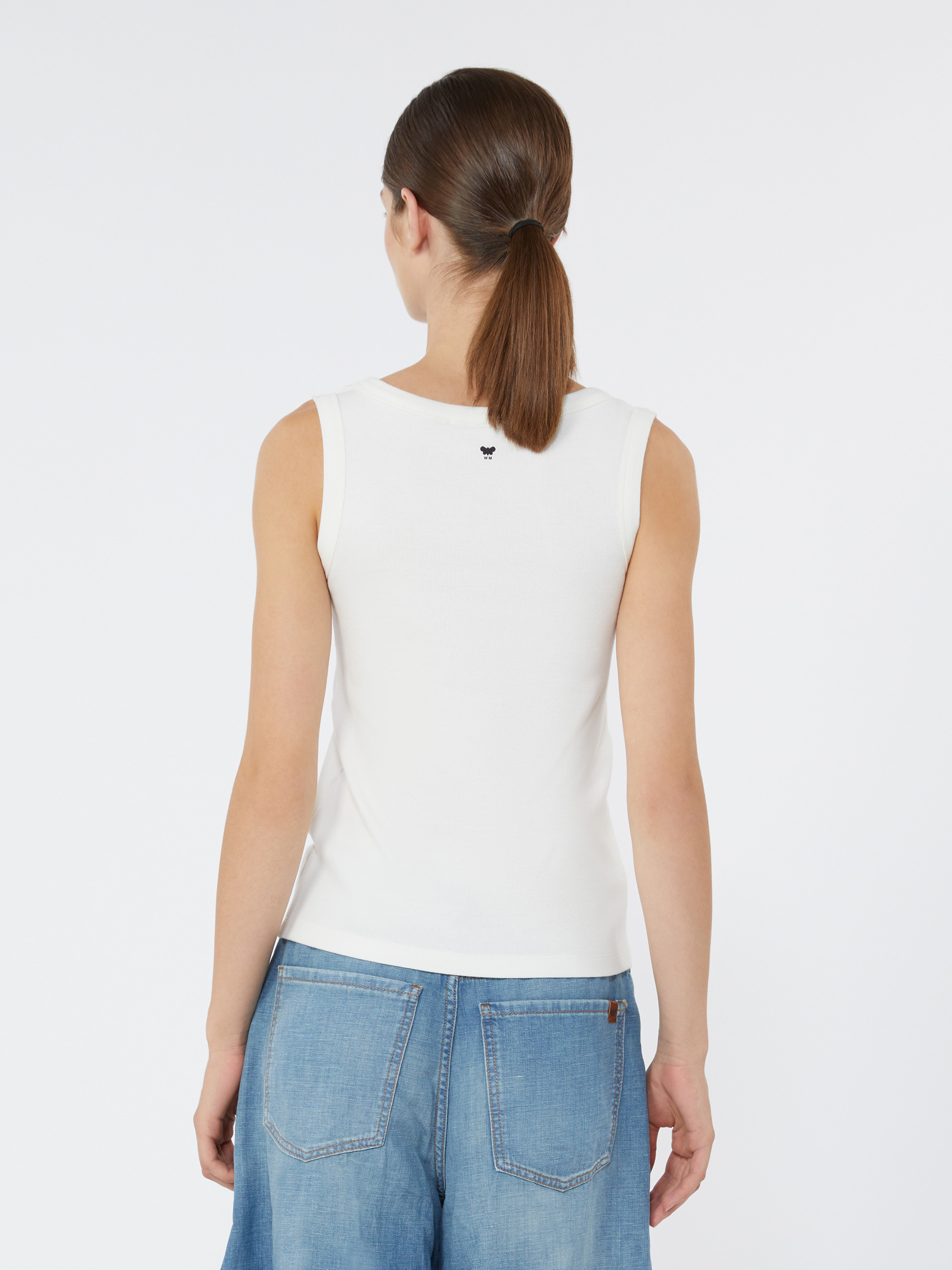 Stretch cotton top - WHITE - Weekend Max Mara - 3