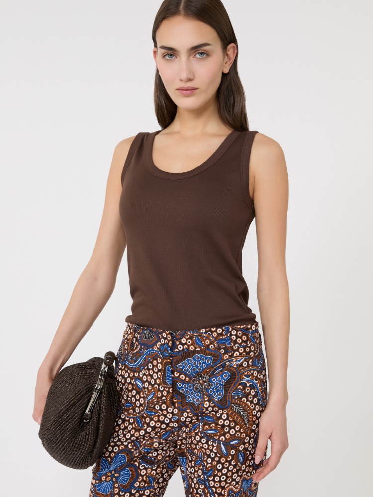 Stretch cotton top - CHOCOLATE - Weekend