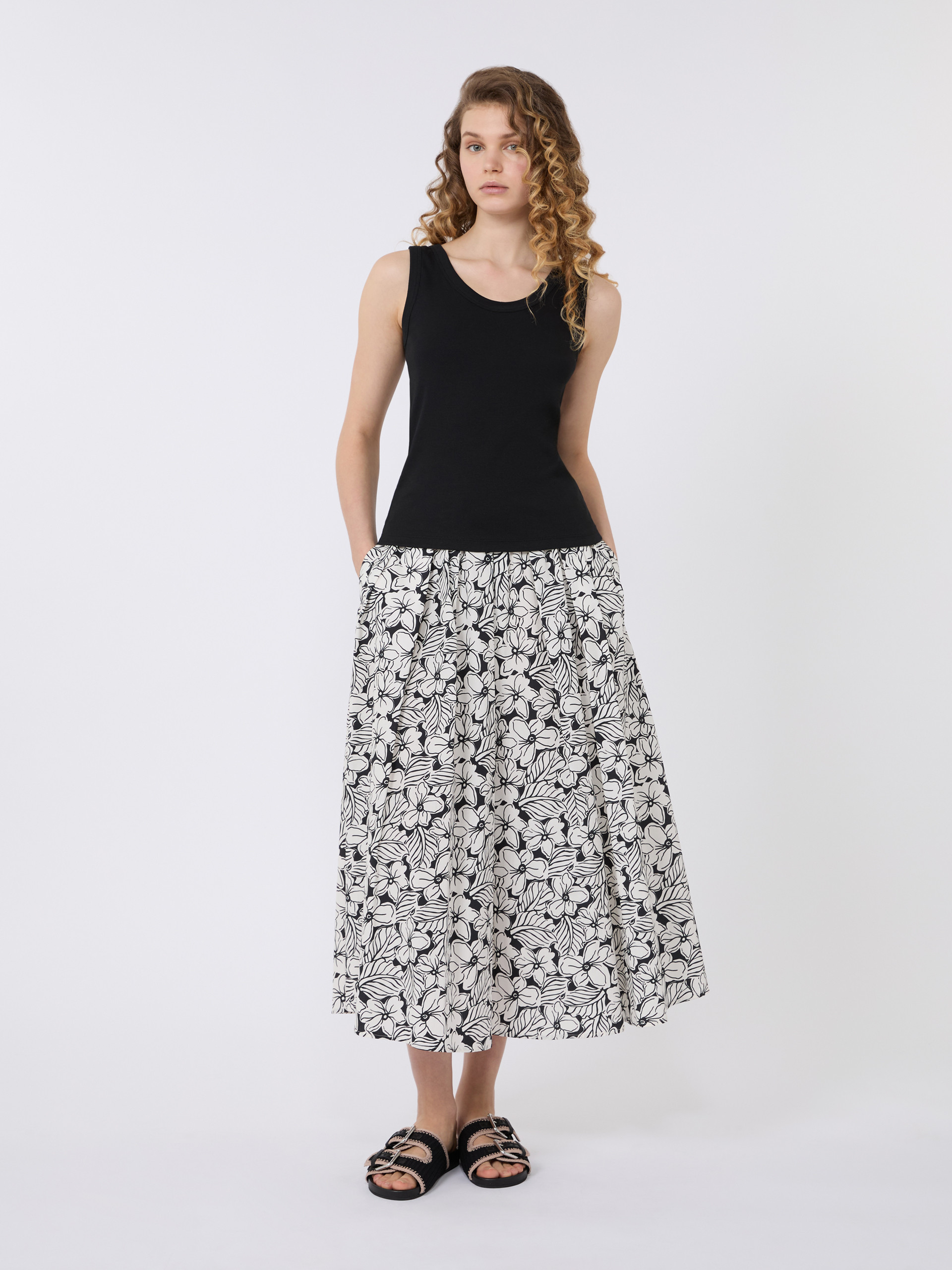 Stretch cotton top - BLACK - Weekend Max Mara