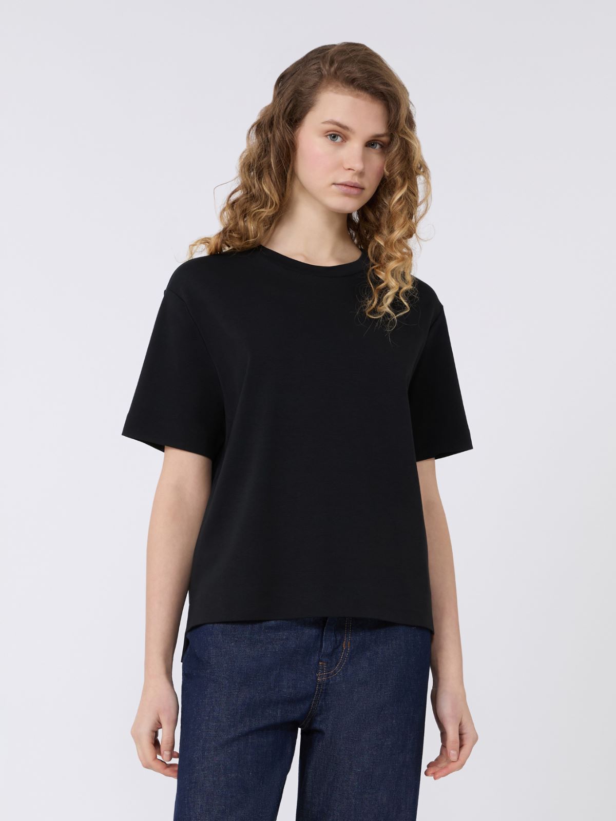Cotton jersey boxy T-shirt - BLACK - Weekend - 2