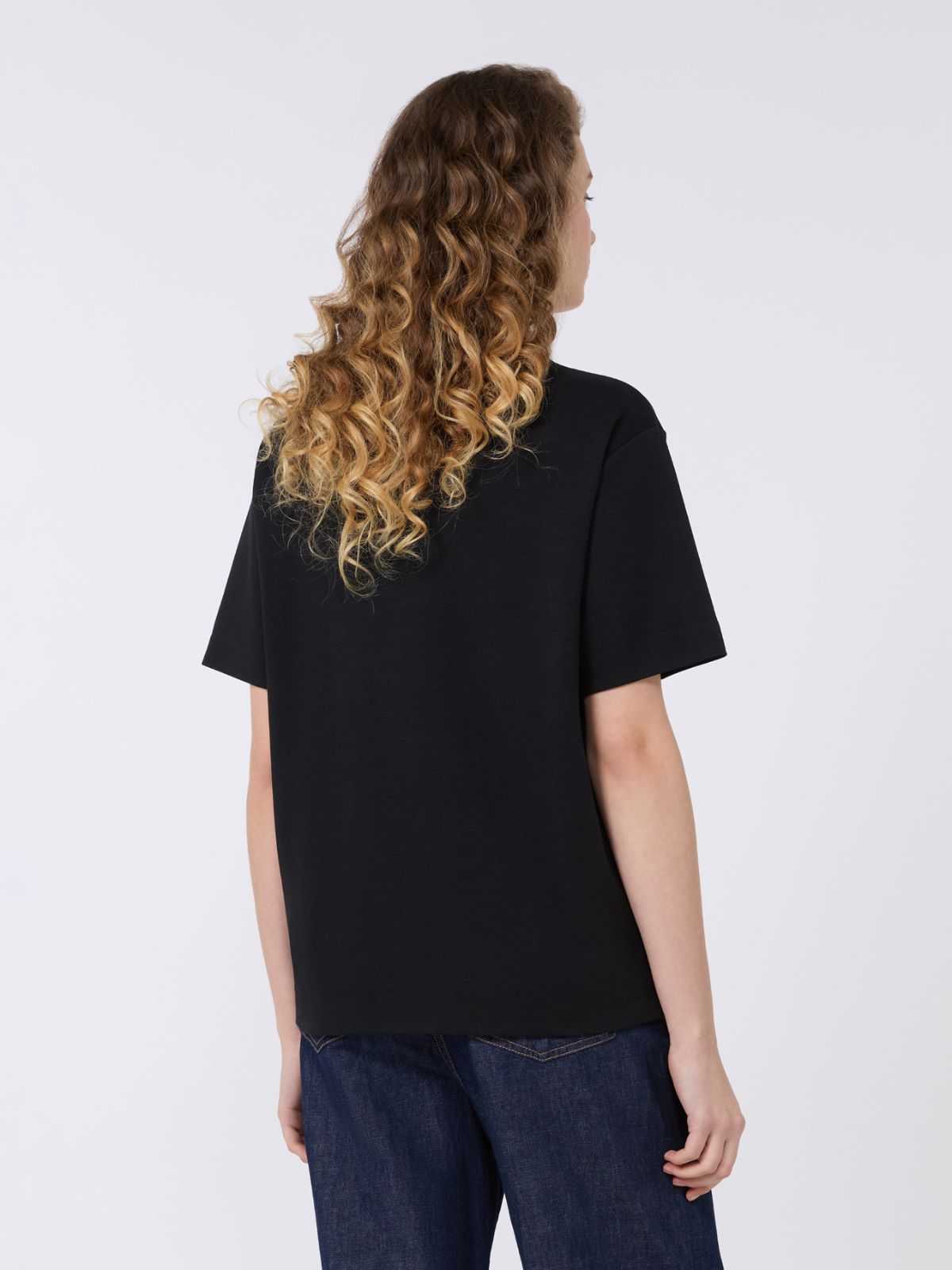 Cotton jersey boxy T-shirt - BLACK - Weekend - 3