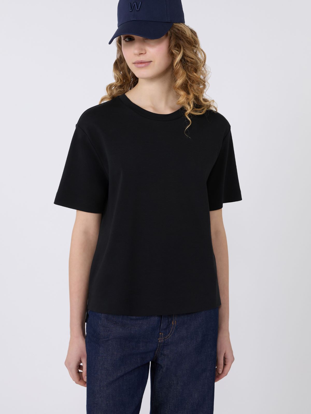 Cotton jersey boxy T-shirt - BLACK - Weekend - 4