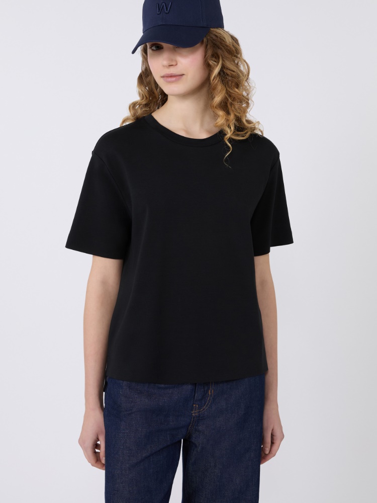 Cotton jersey boxy T-shirt - BLACK - Weekend