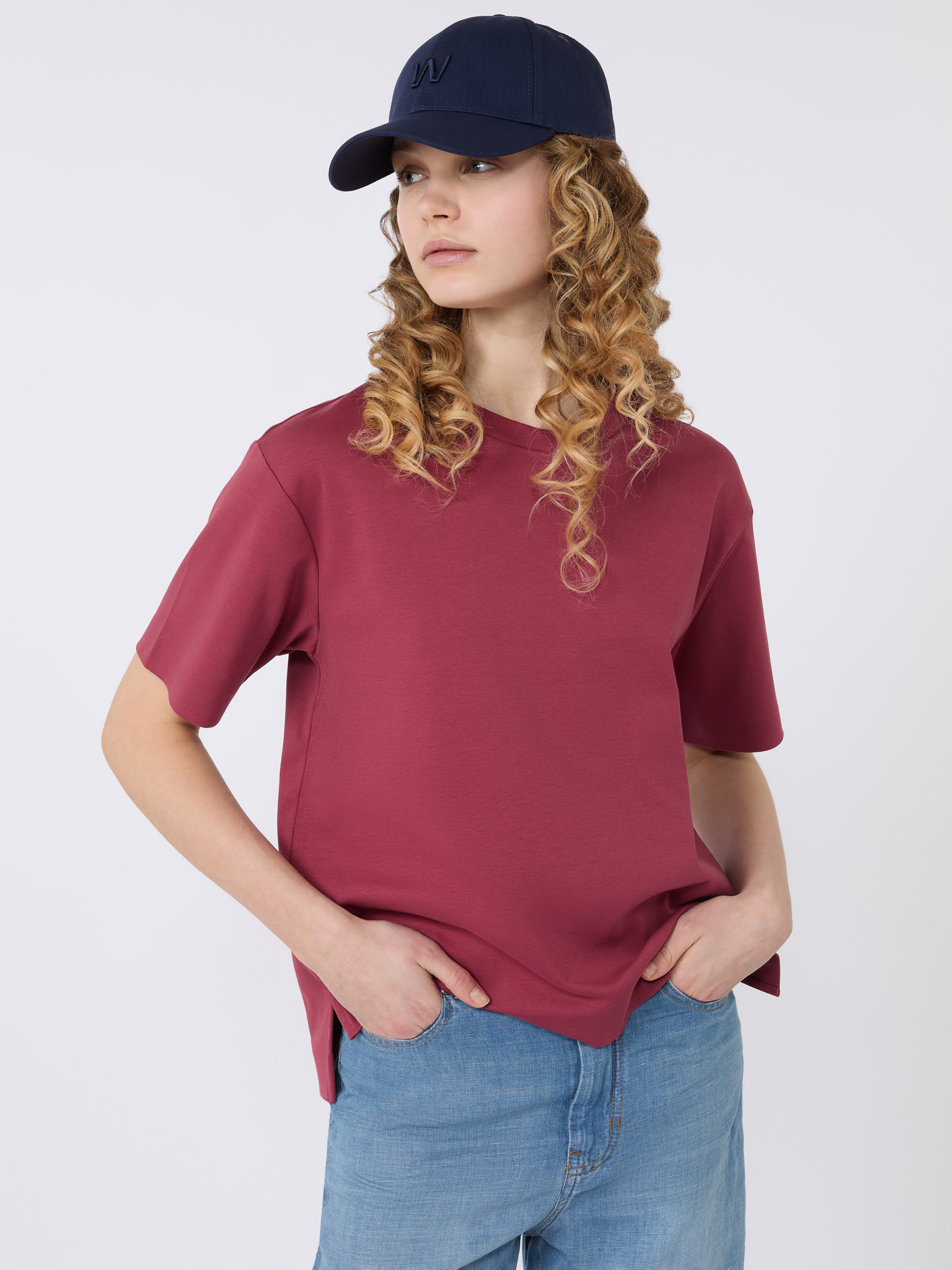 Cotton jersey boxy T-shirt - CHERRY - Weekend Max Mara - 4