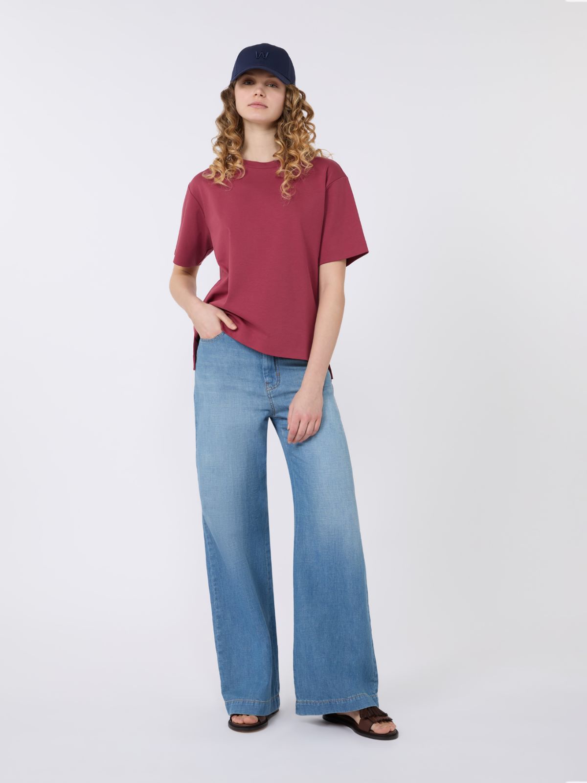 Cotton jersey boxy T-shirt - CHERRY - Weekend