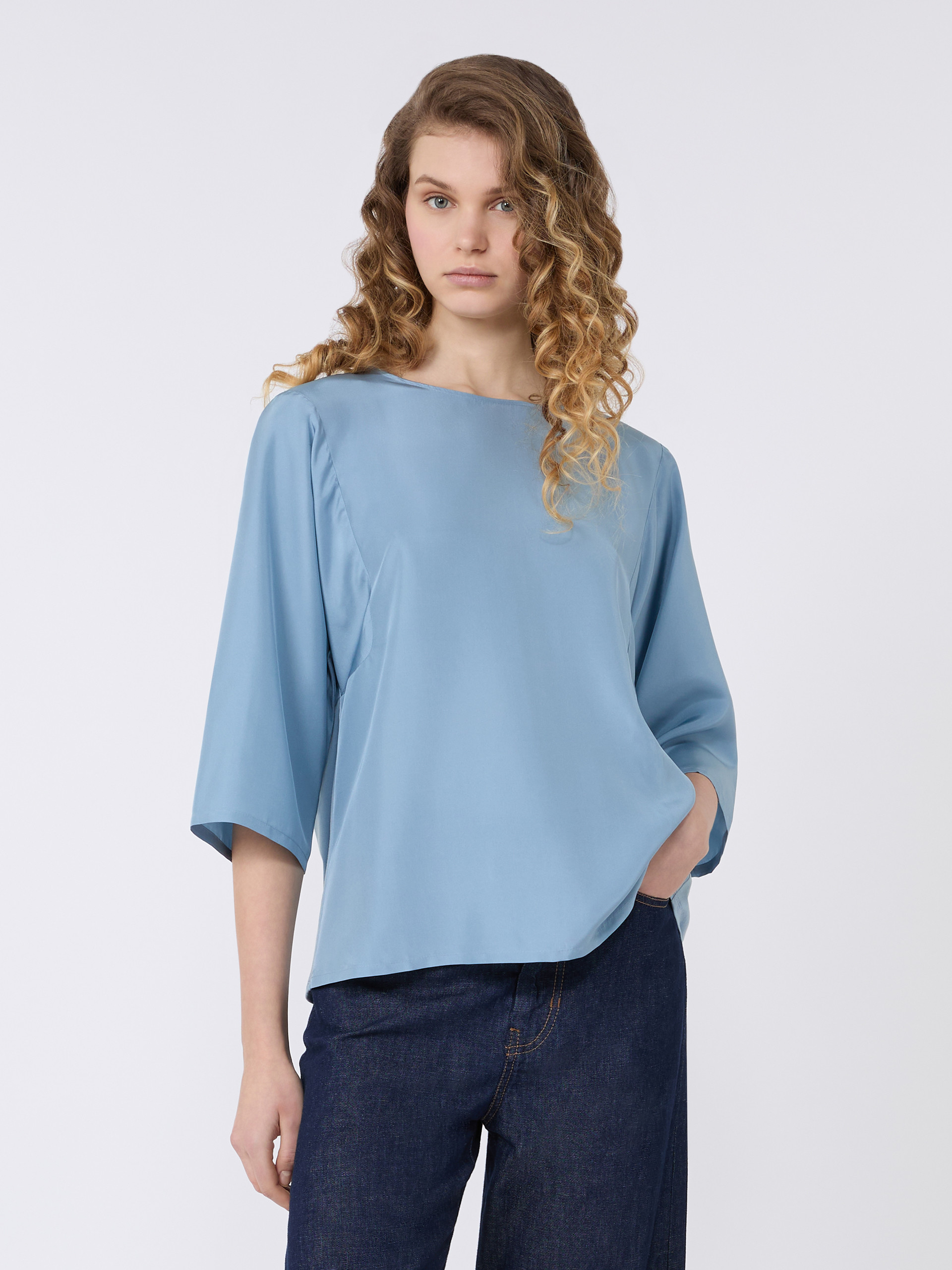 Habotai silk and jersey blouse - LIGHT BLUE - Weekend Max Mara - 2