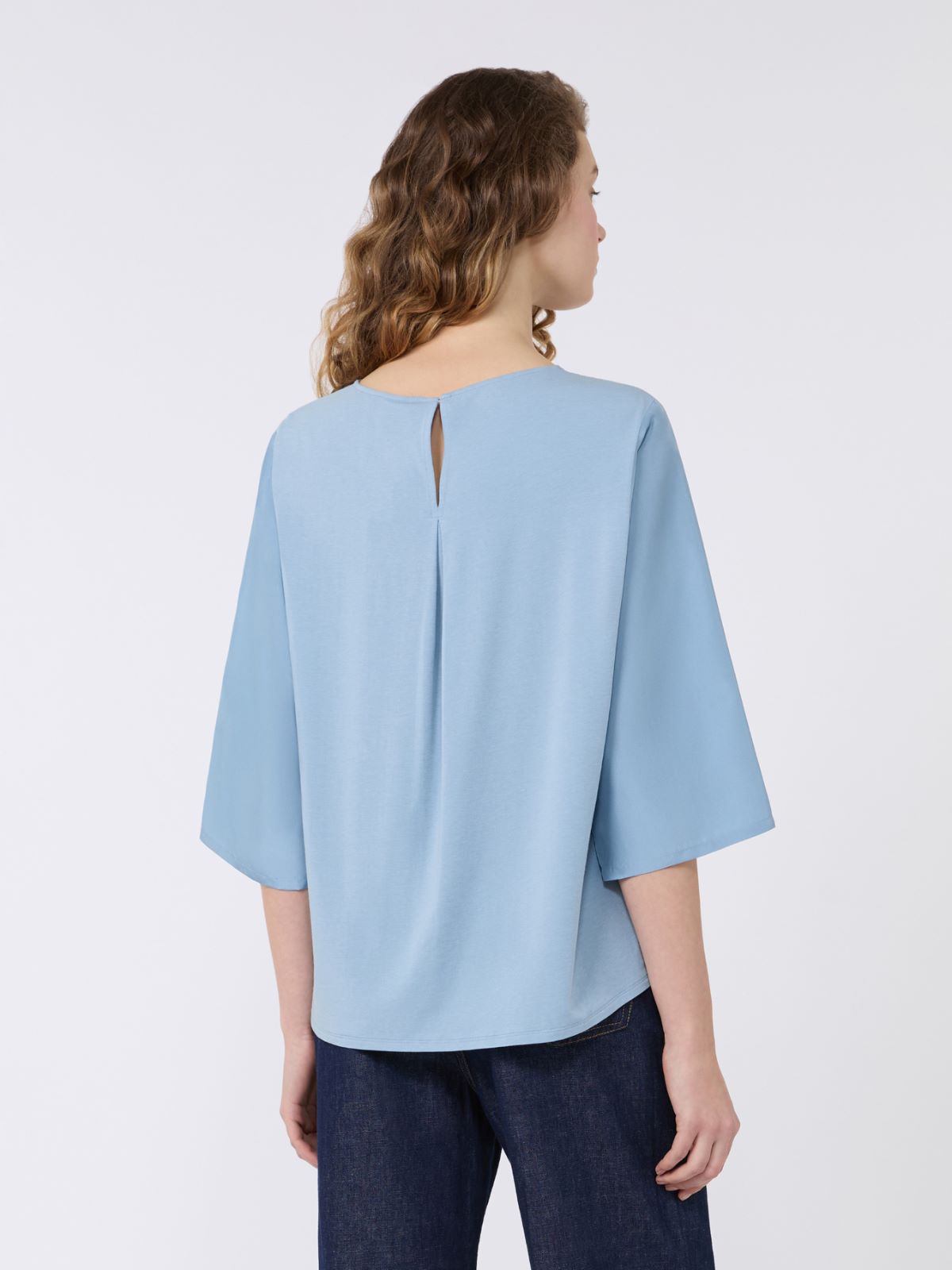 Habotai silk and jersey blouse - LIGHT BLUE - Weekend - 3