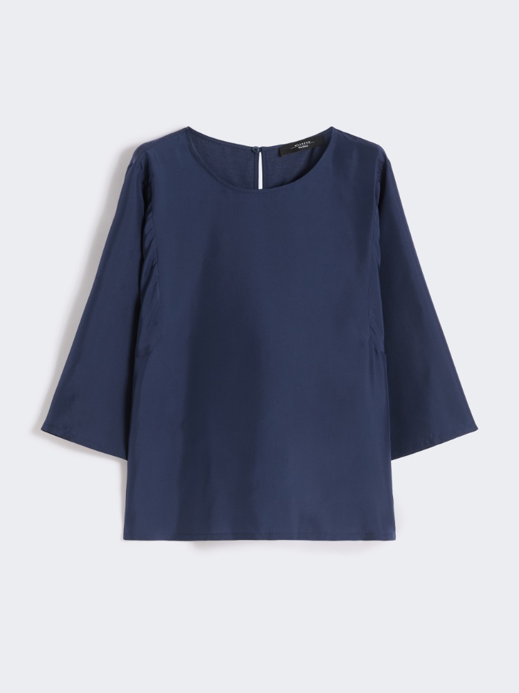 Habotai silk and jersey blouse - NAVY - Weekend - 2