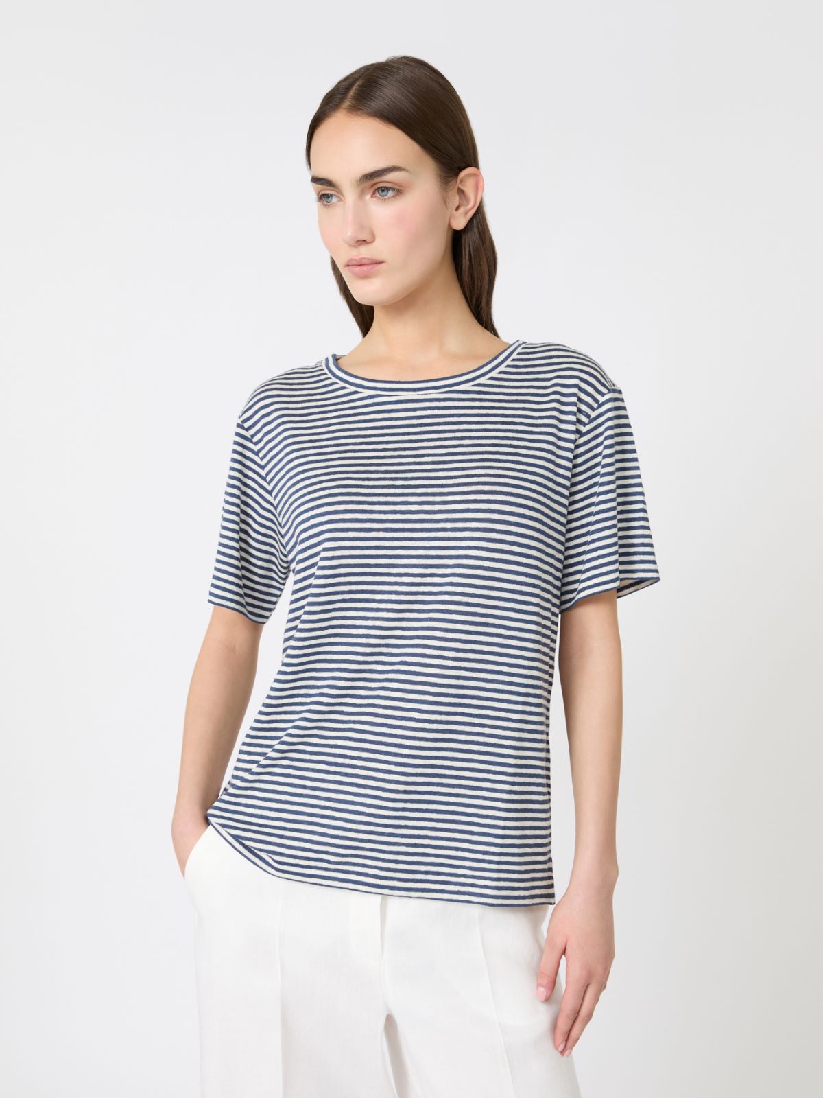 Stretch linen jersey basic T-shirt - Weekend Max Mara - 4