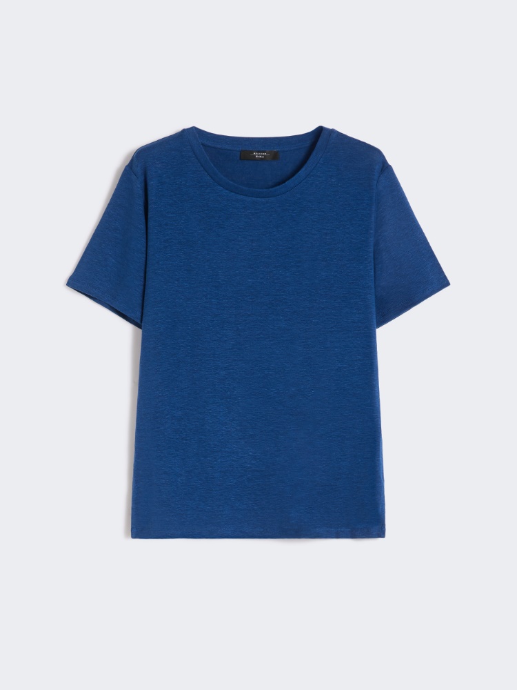 Stretch linen jersey basic T-shirt - OCEAN - Weekend - 2