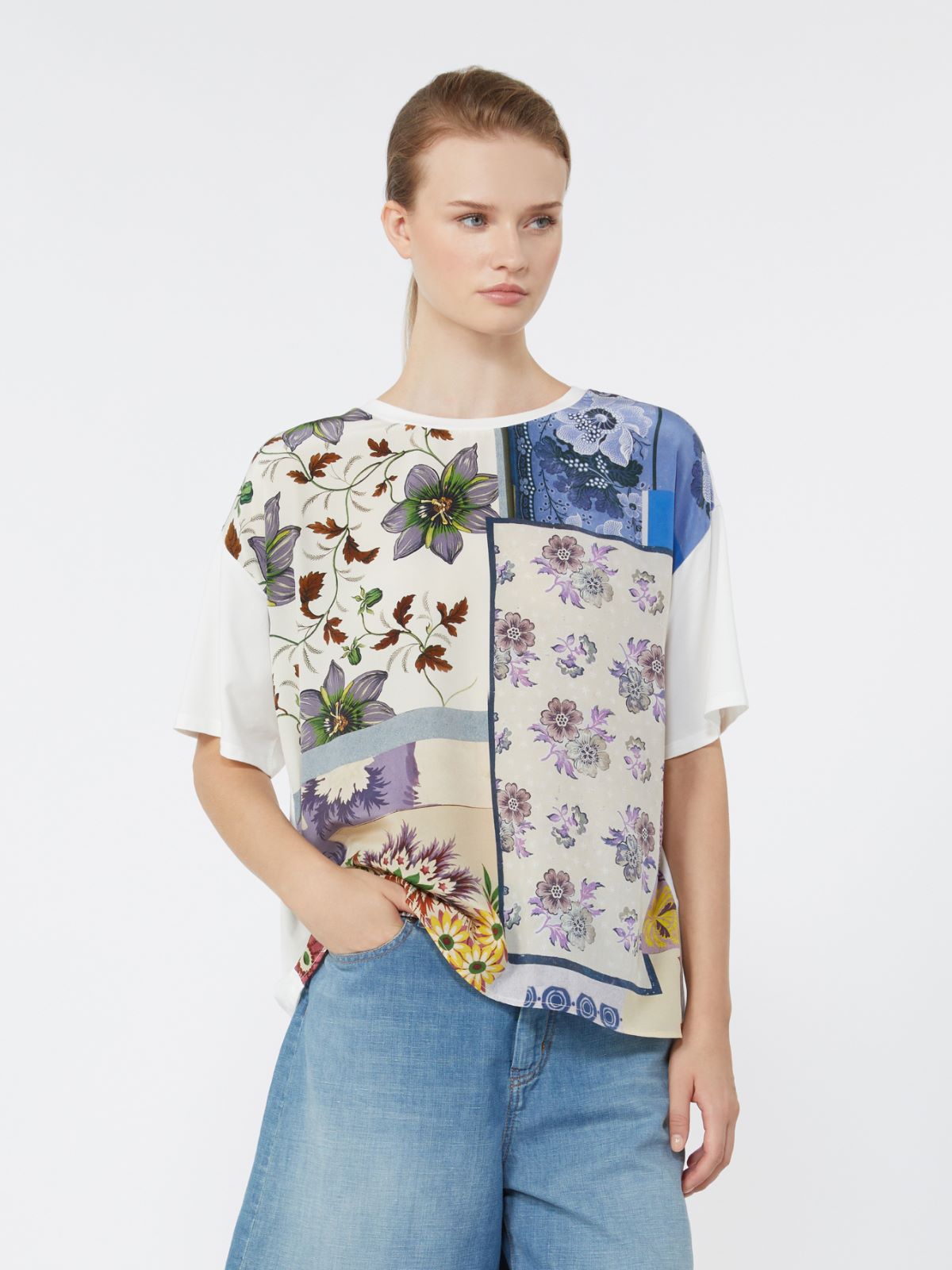 Printed silk and stretch cotton jersey T-shirt - MULTICOLOUR - Weekend - 4