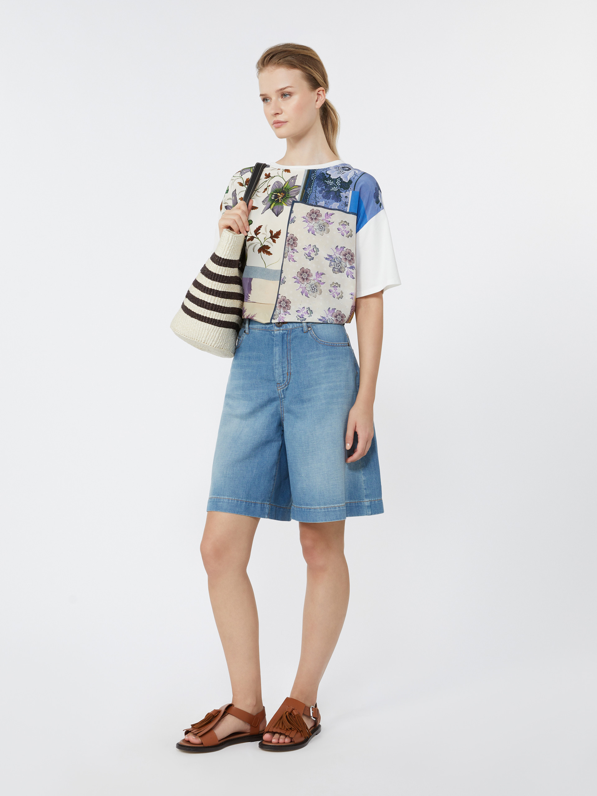 Printed silk and stretch cotton jersey T-shirt - MULTICOLOUR - Weekend Max Mara