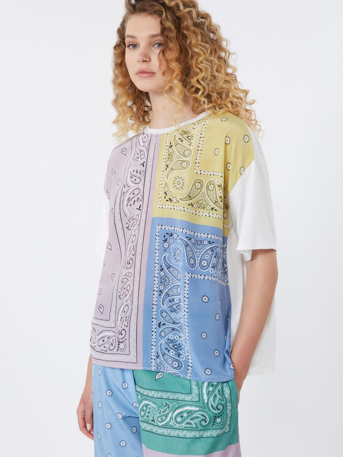 Printed silk and stretch cotton jersey T-shirt - MULTICOLOUR - Weekend - 4