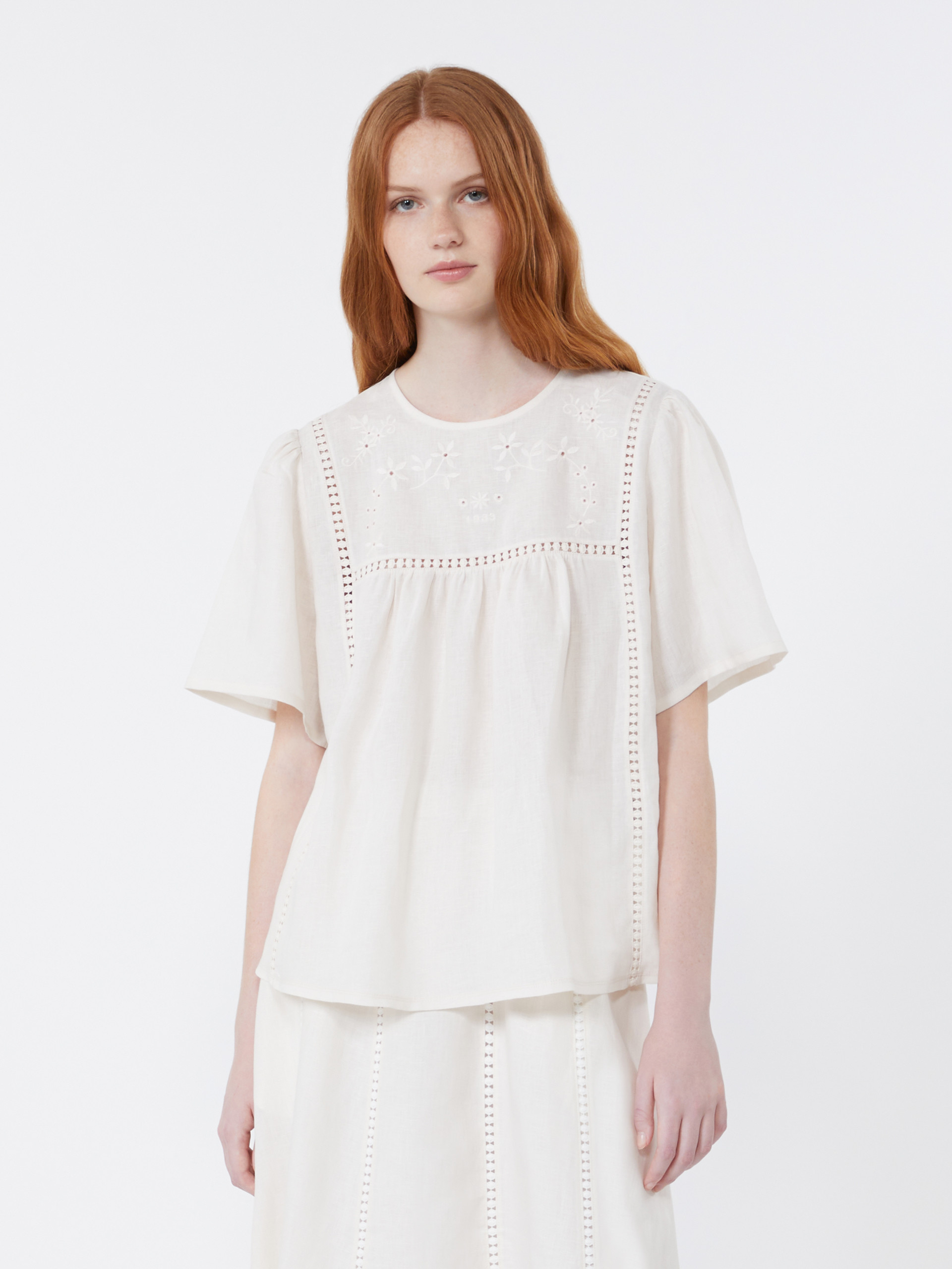 Linen canvas and stretch jersey top - ECRU - Weekend Max Mara - 2