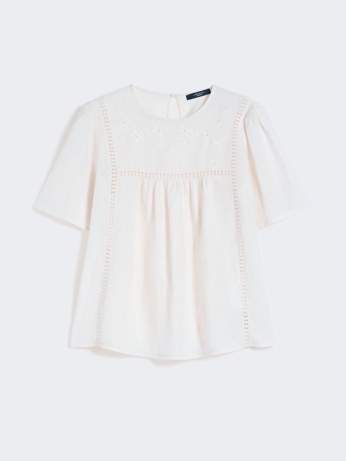 Linen canvas and stretch jersey top - ECRU - Weekend - 6