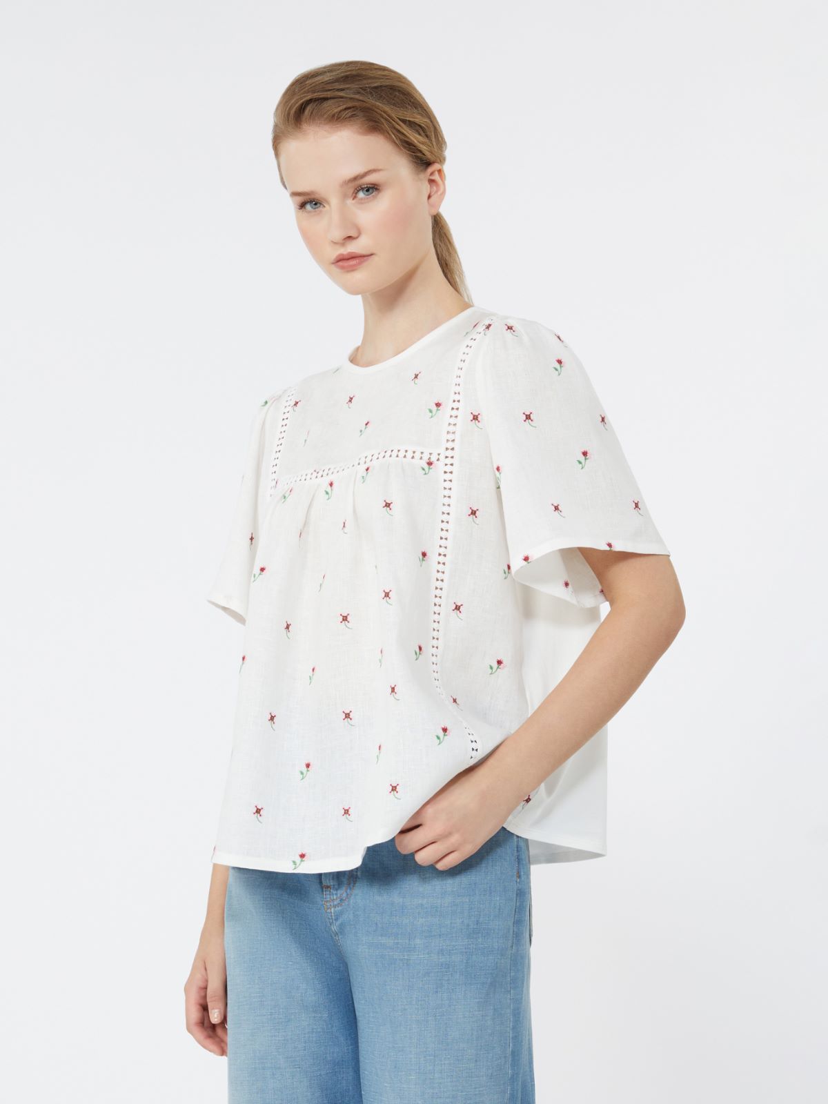 Linen canvas and stretch jersey top - Weekend Max Mara - 4