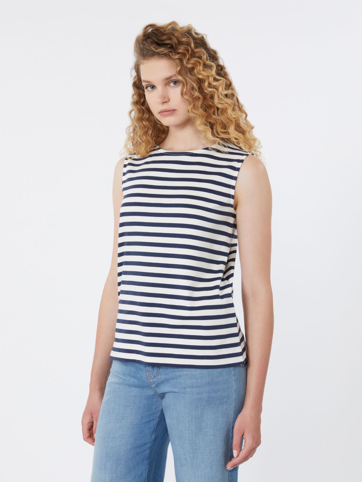 Sleeveless interlock jersey top - NAVY - Weekend - 4