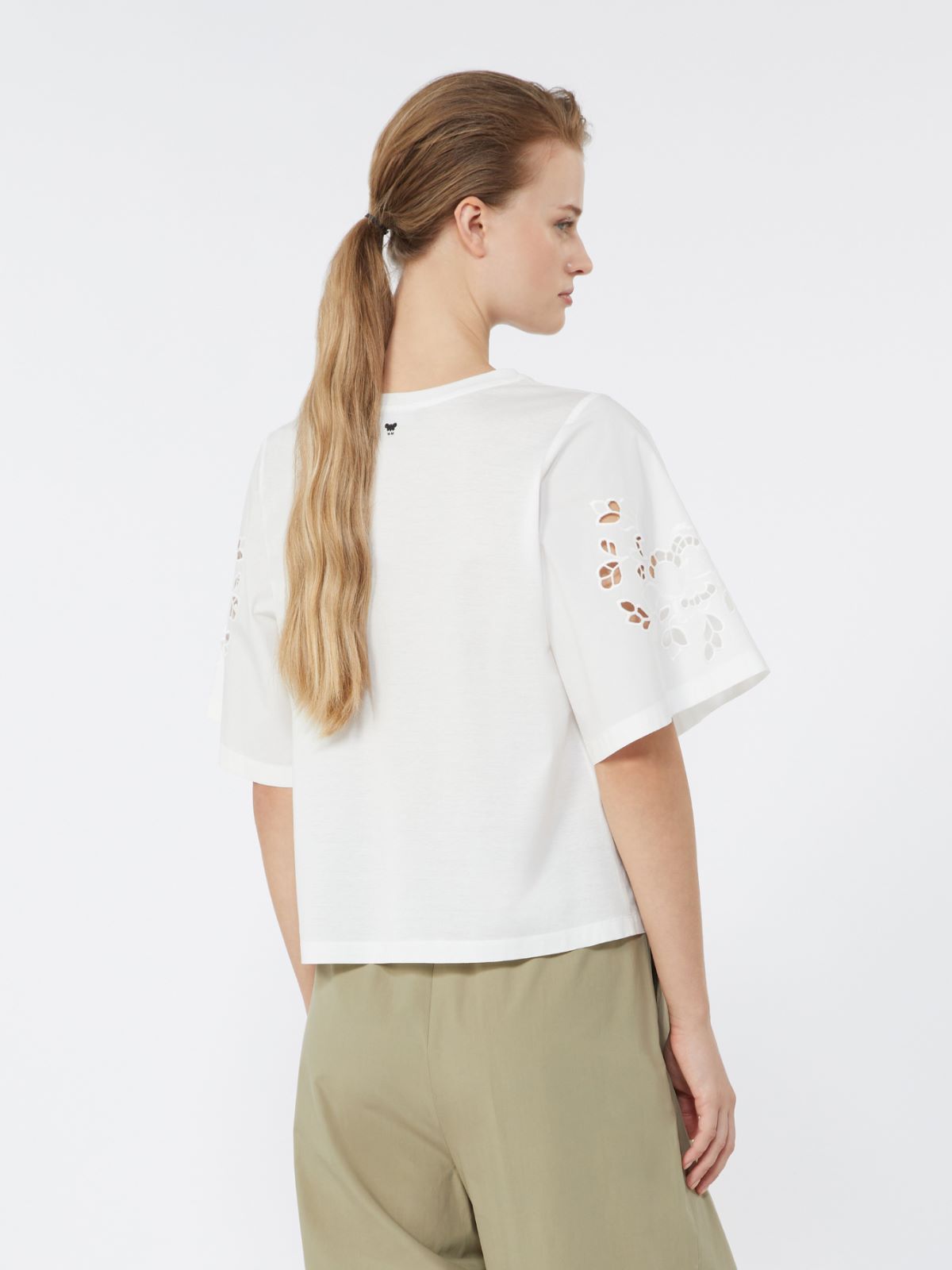 Cotton-poplin top with embroideries - WHITE - Weekend - 3