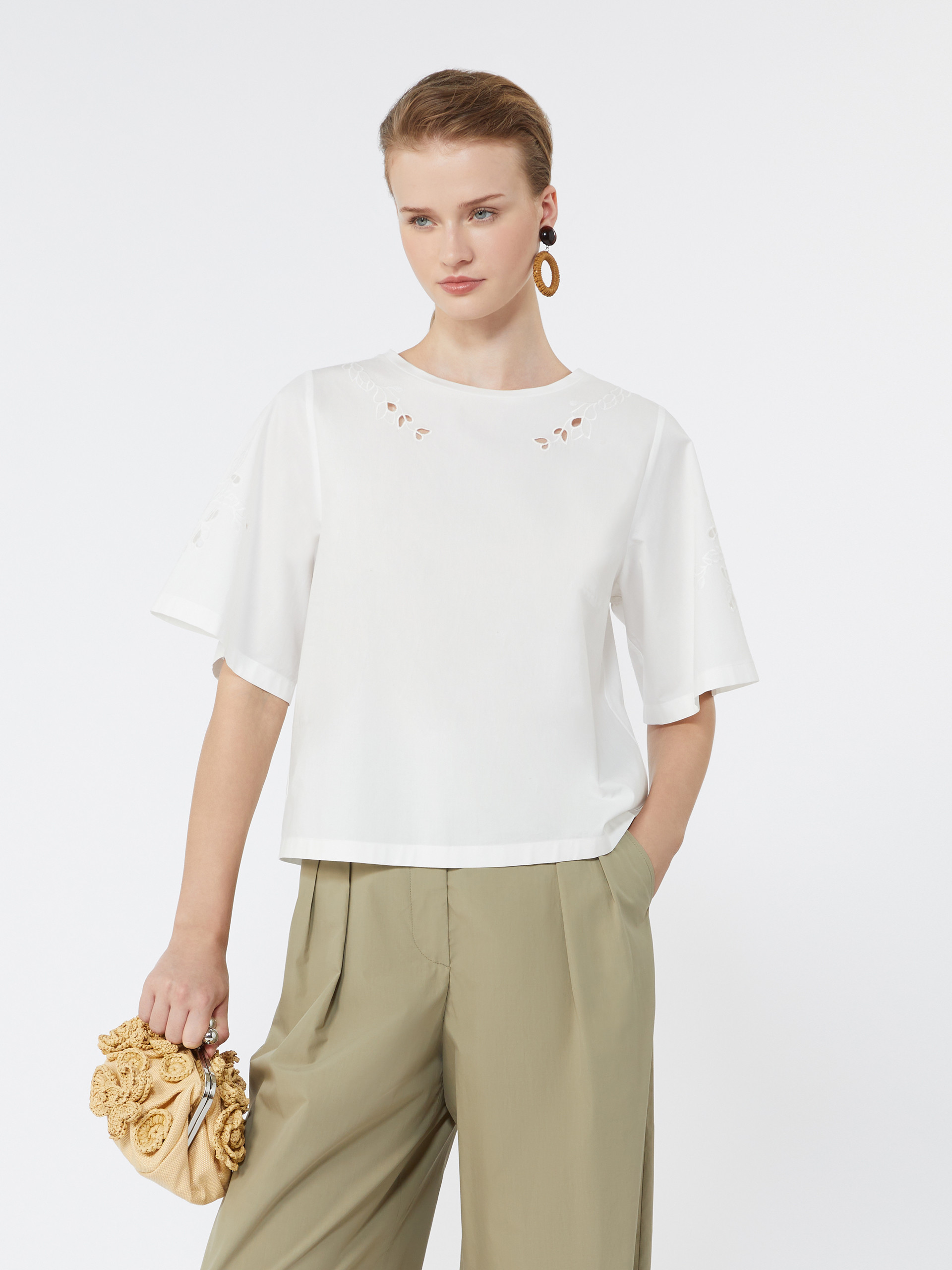 Cotton-poplin top with embroideries - WHITE - Weekend Max Mara - 4