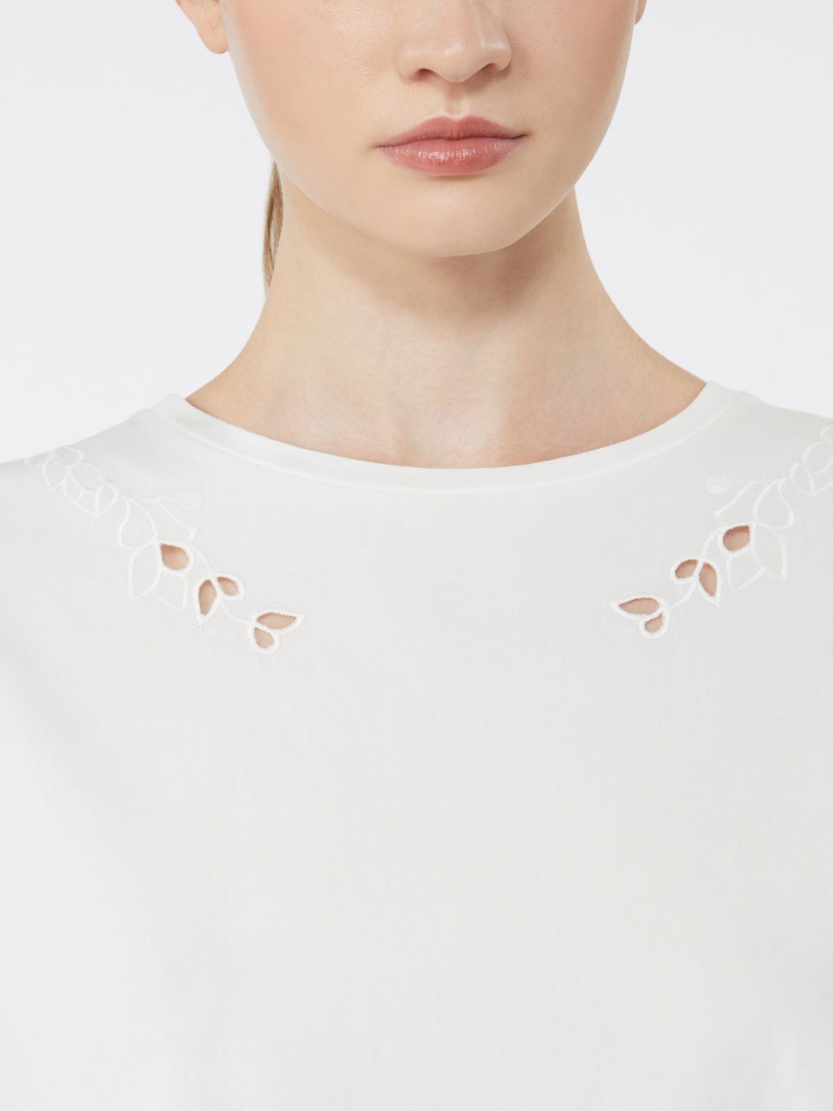 Cotton-poplin top with embroideries - WHITE - Weekend - 5