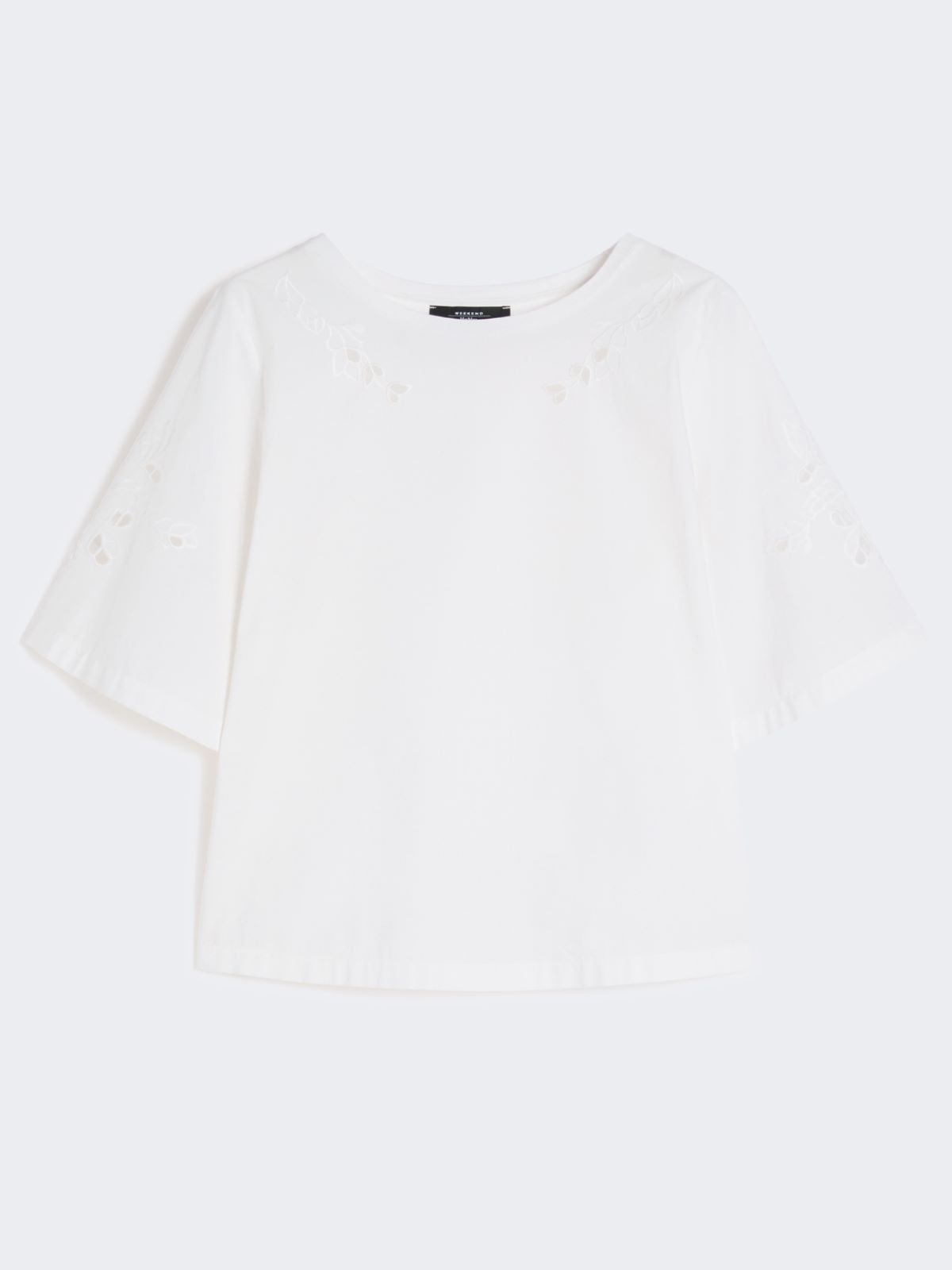 Cotton-poplin top with embroideries - WHITE - Weekend - 6