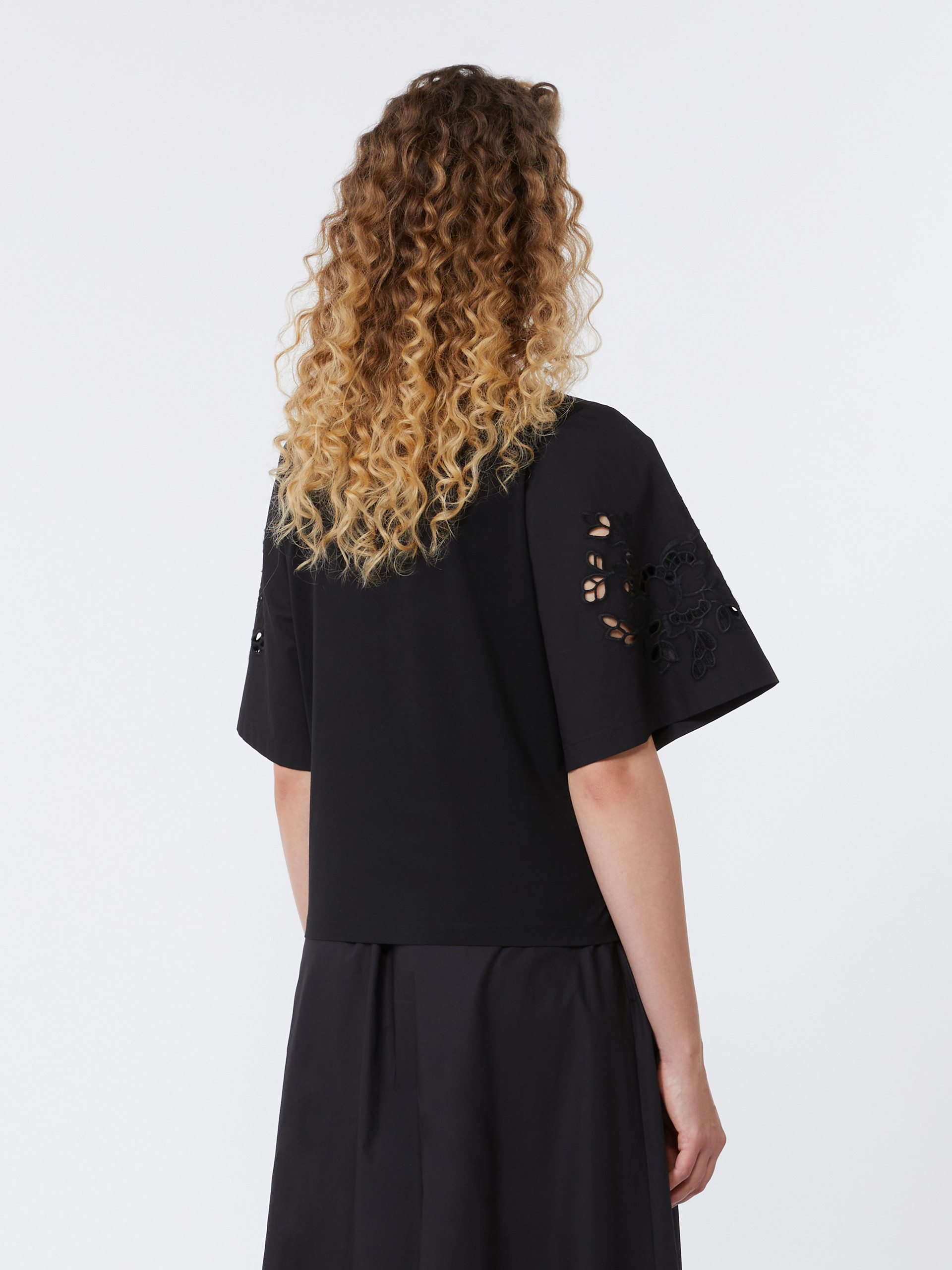 Cotton-poplin top with embroideries - BLACK - Weekend Max Mara - 3