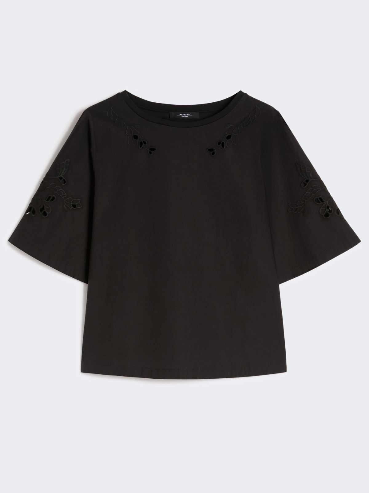 Cotton-poplin top with embroideries - BLACK - Weekend - 6
