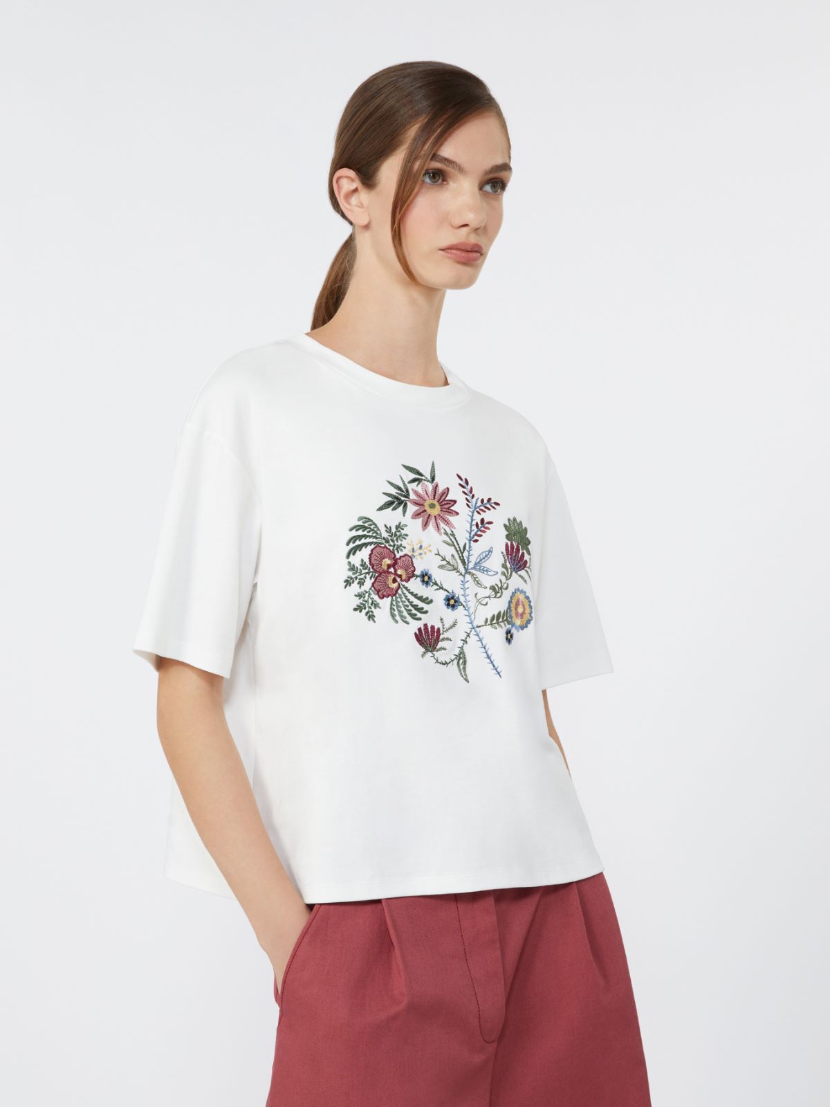 Printed cotton jersey T-shirt - WHITE - Weekend - 4