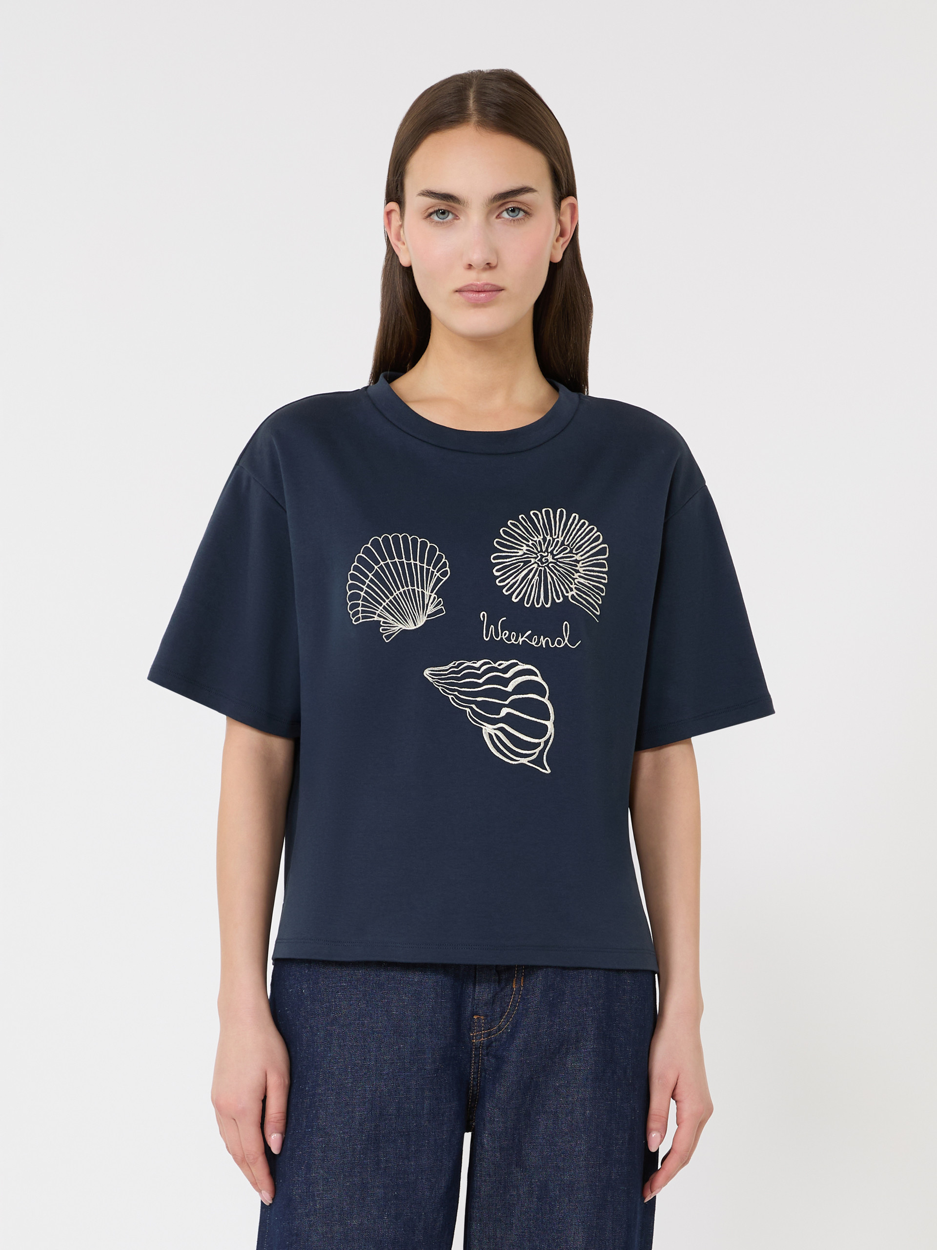 Printed cotton jersey T-shirt - NAVY - Weekend Max Mara - 2