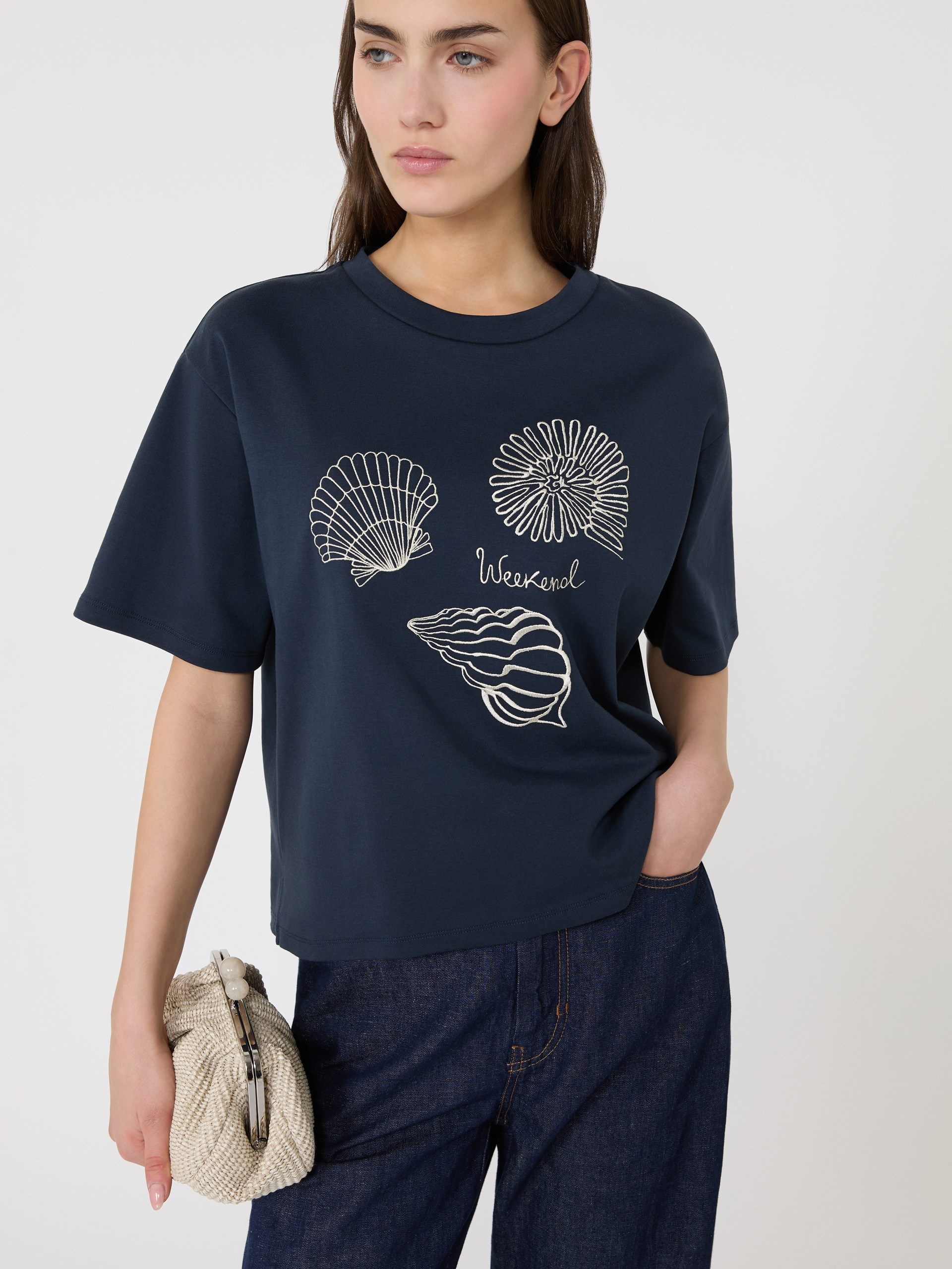 Printed cotton jersey T-shirt - NAVY - Weekend Max Mara - 4