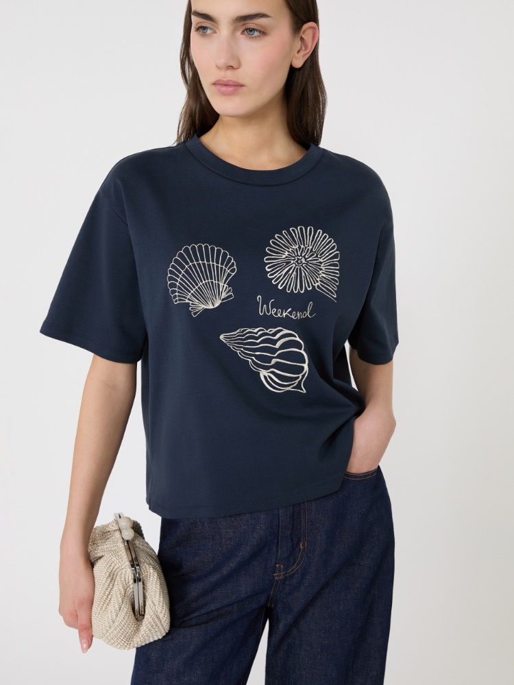 Printed cotton jersey T-shirt - NAVY - Weekend