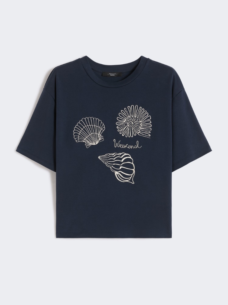 Printed cotton jersey T-shirt - NAVY - Weekend - 7