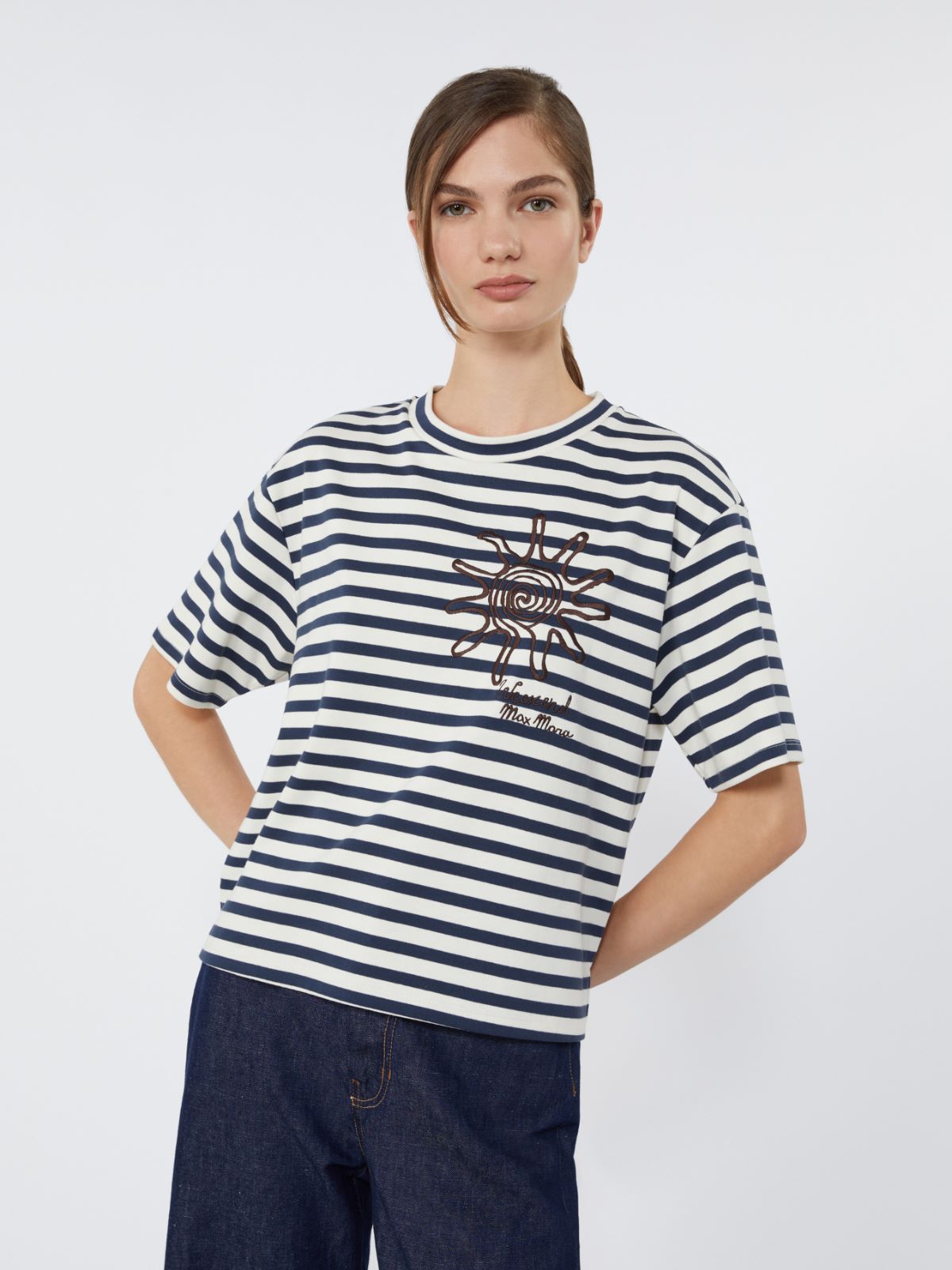 Printed cotton jersey T-shirt - NAVY - Weekend - 4